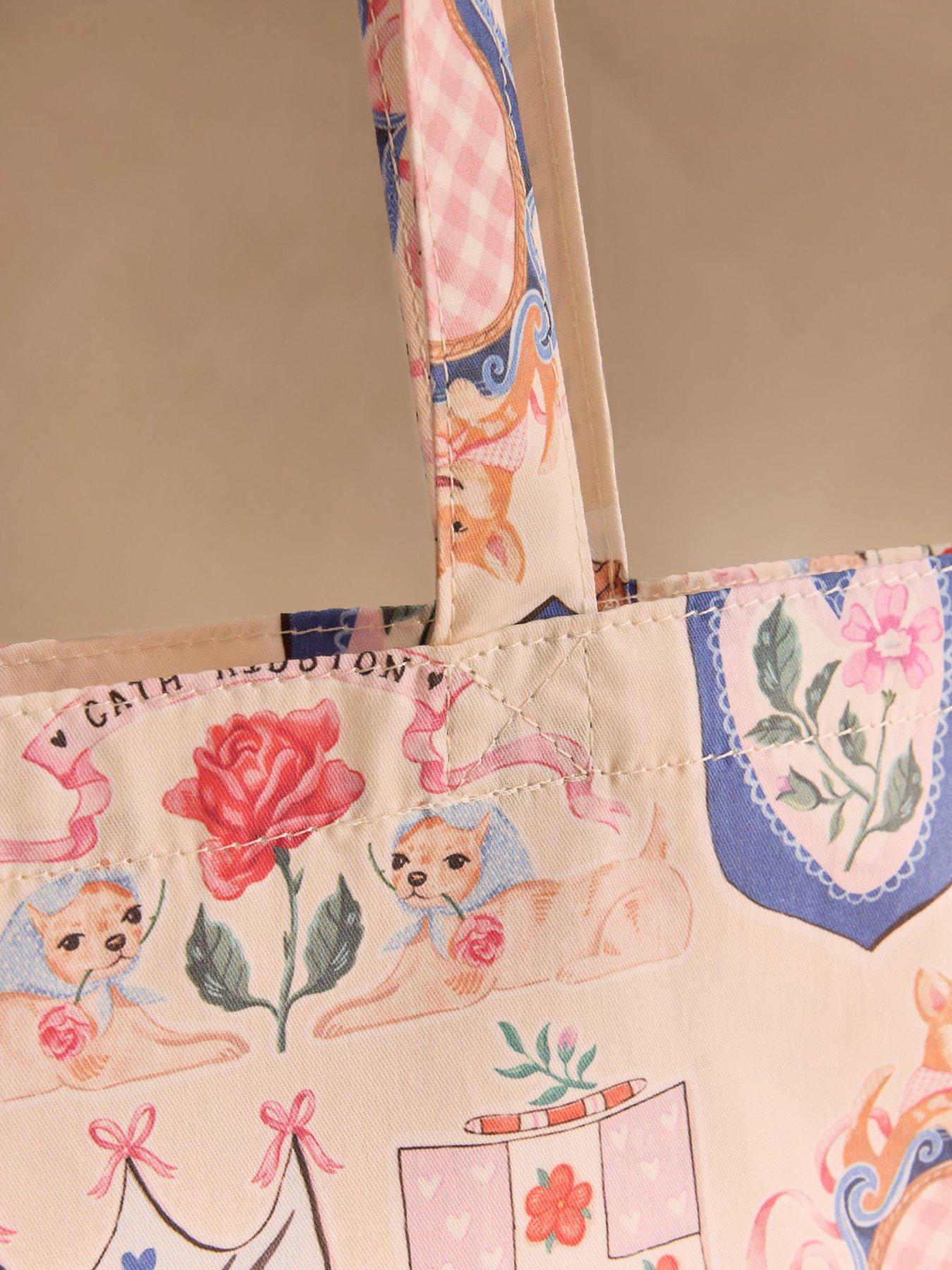 Image 3 of 4 of Cath Kidston Crest Of Joy Printed Book Bag - Cream