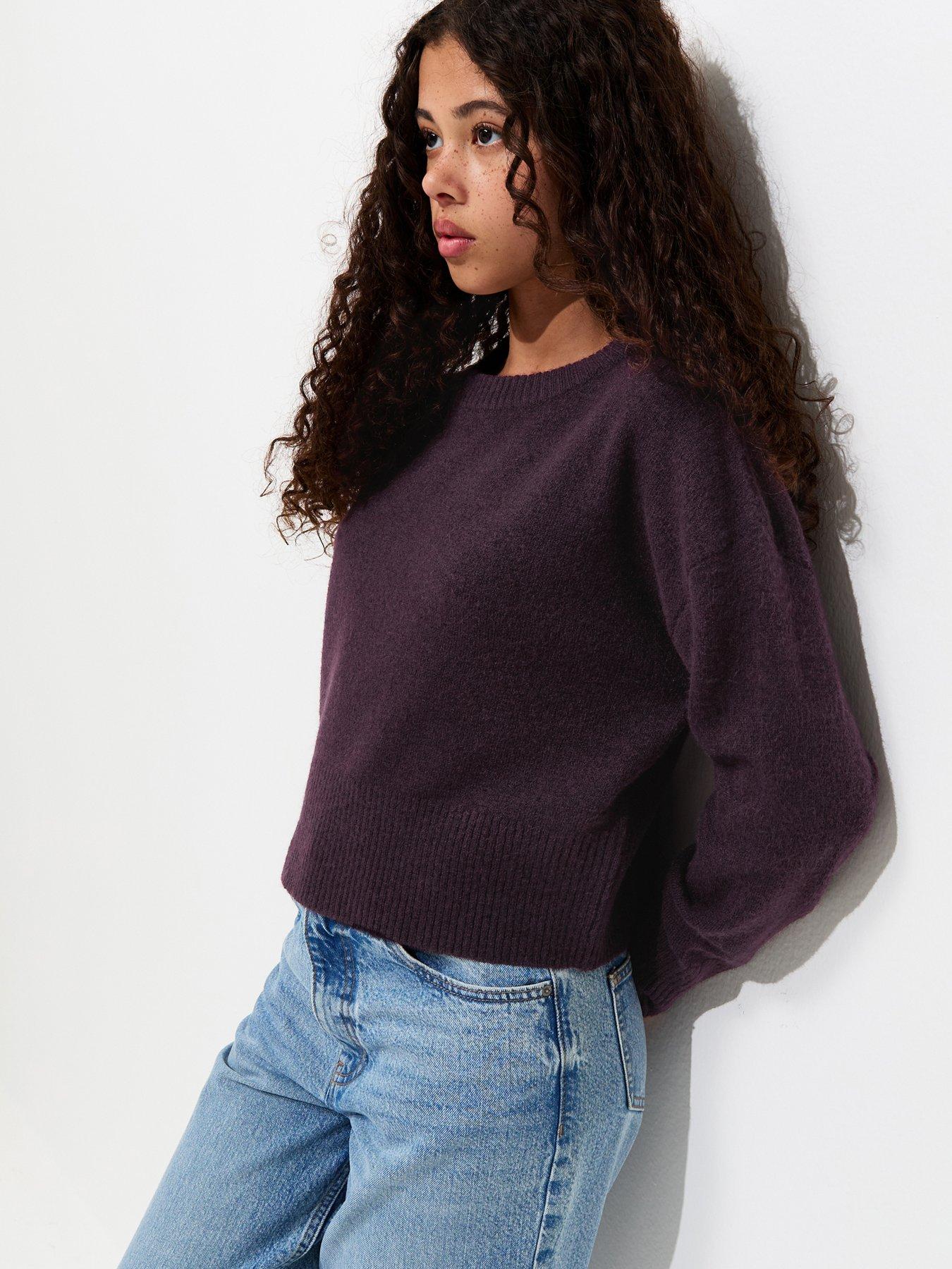 New Look 915 Girls Dark Purple Knitted Long Sleeve Jumper