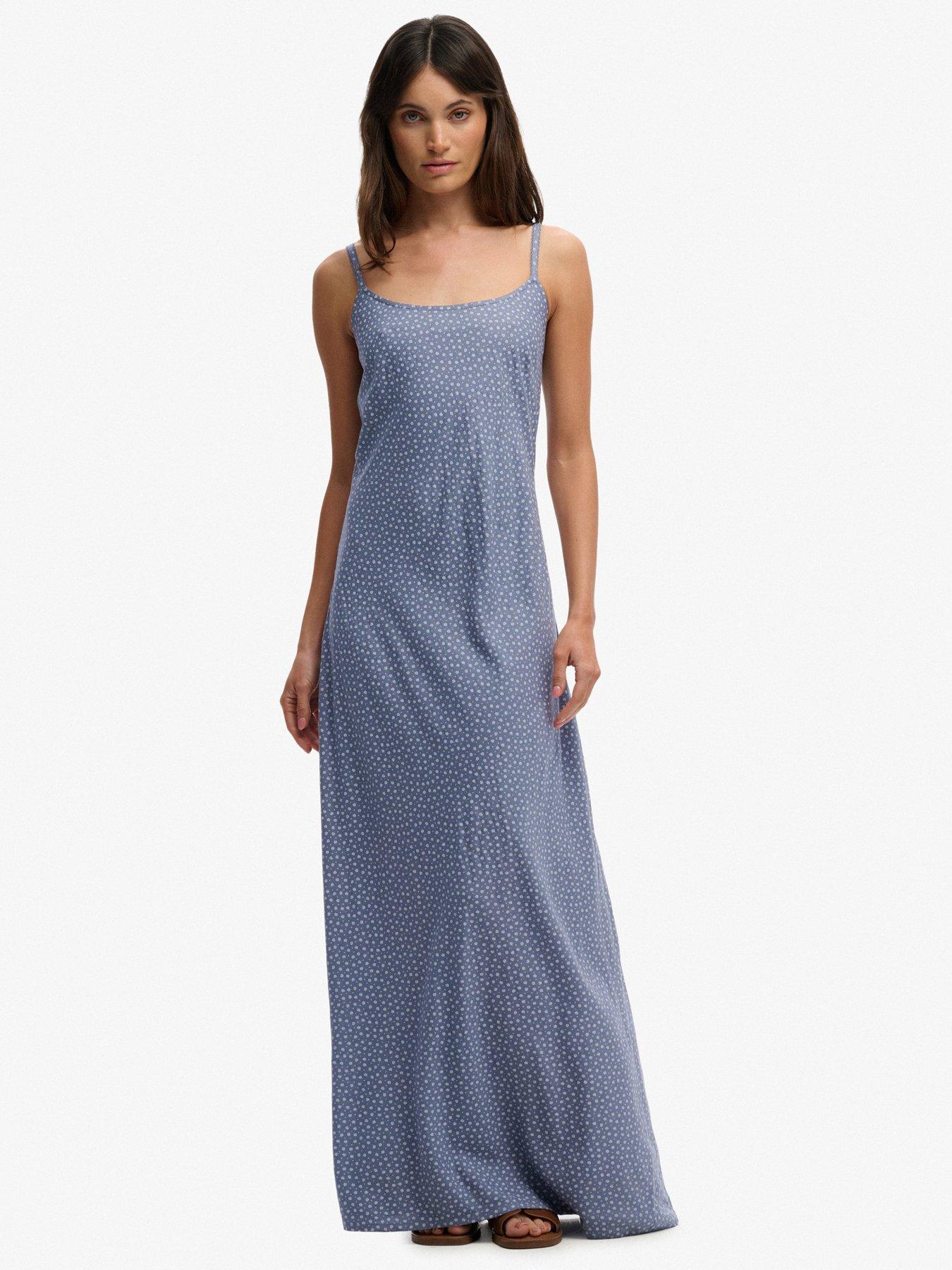 Image 1 of 6 of Superdry Printed Cami Maxi Dress - Blue