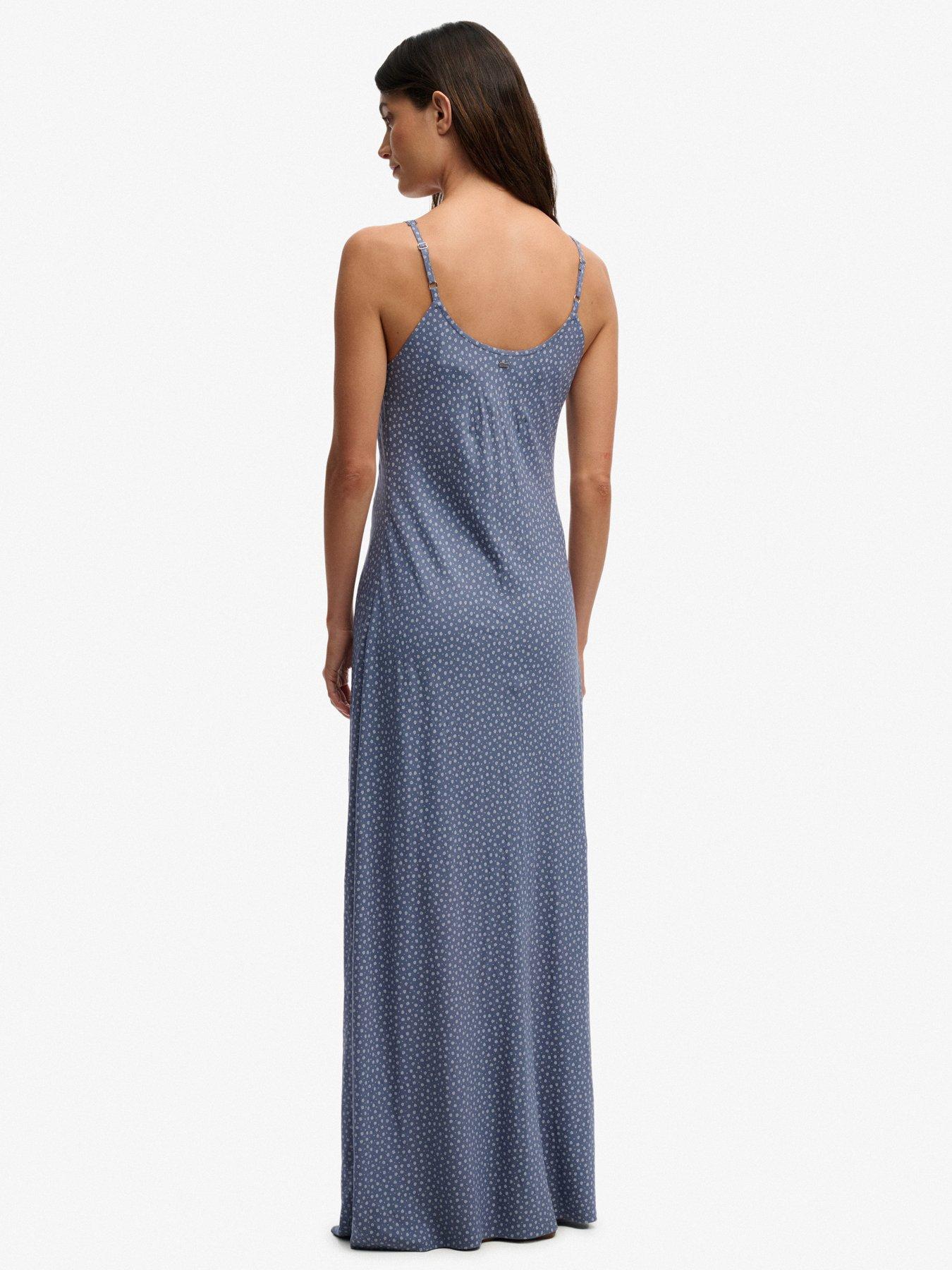 Image 2 of 6 of Superdry Printed Cami Maxi Dress - Blue