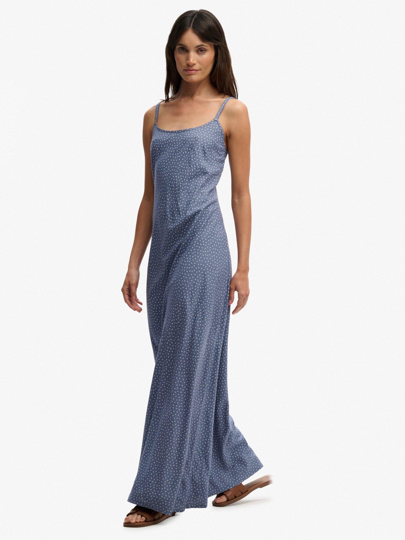 Image 3 of 6 of Superdry Printed Cami Maxi Dress - Blue