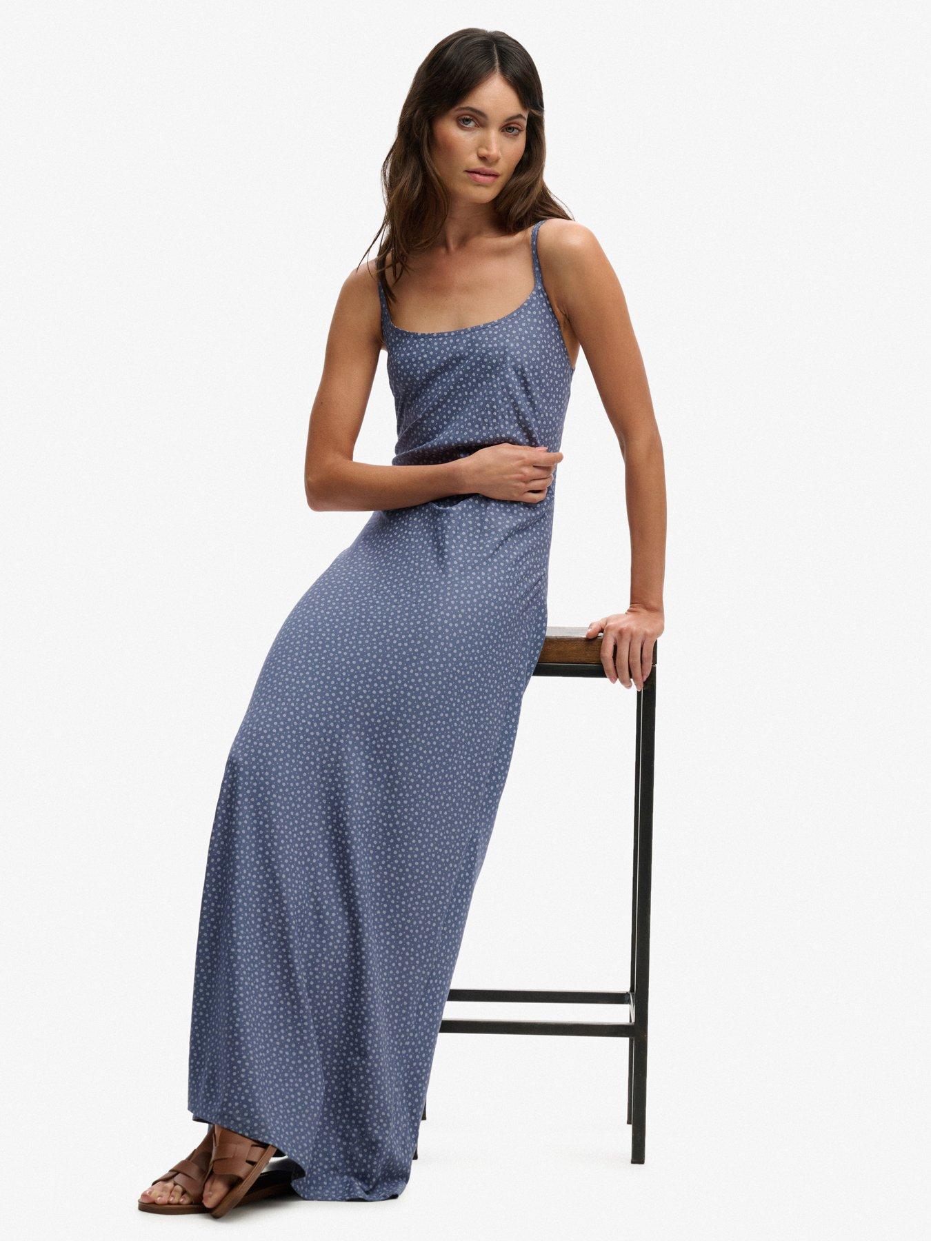 Image 5 of 6 of Superdry Printed Cami Maxi Dress - Blue