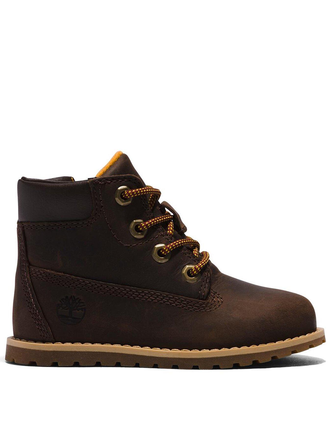 Image 1 of 7 of Timberland Boys Timberland Pokey Pine Mid Lace Up Boots - Brown