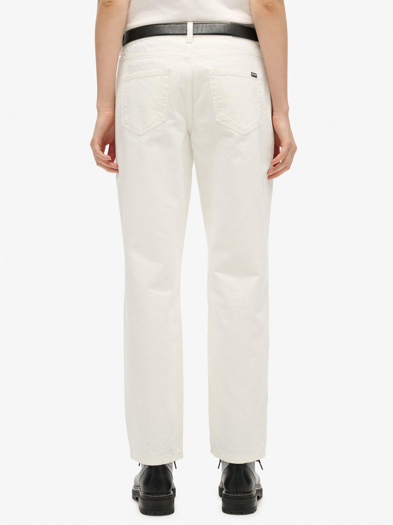 Image 2 of 7 of Superdry Cotton Mid Rise Straight Jeans - White