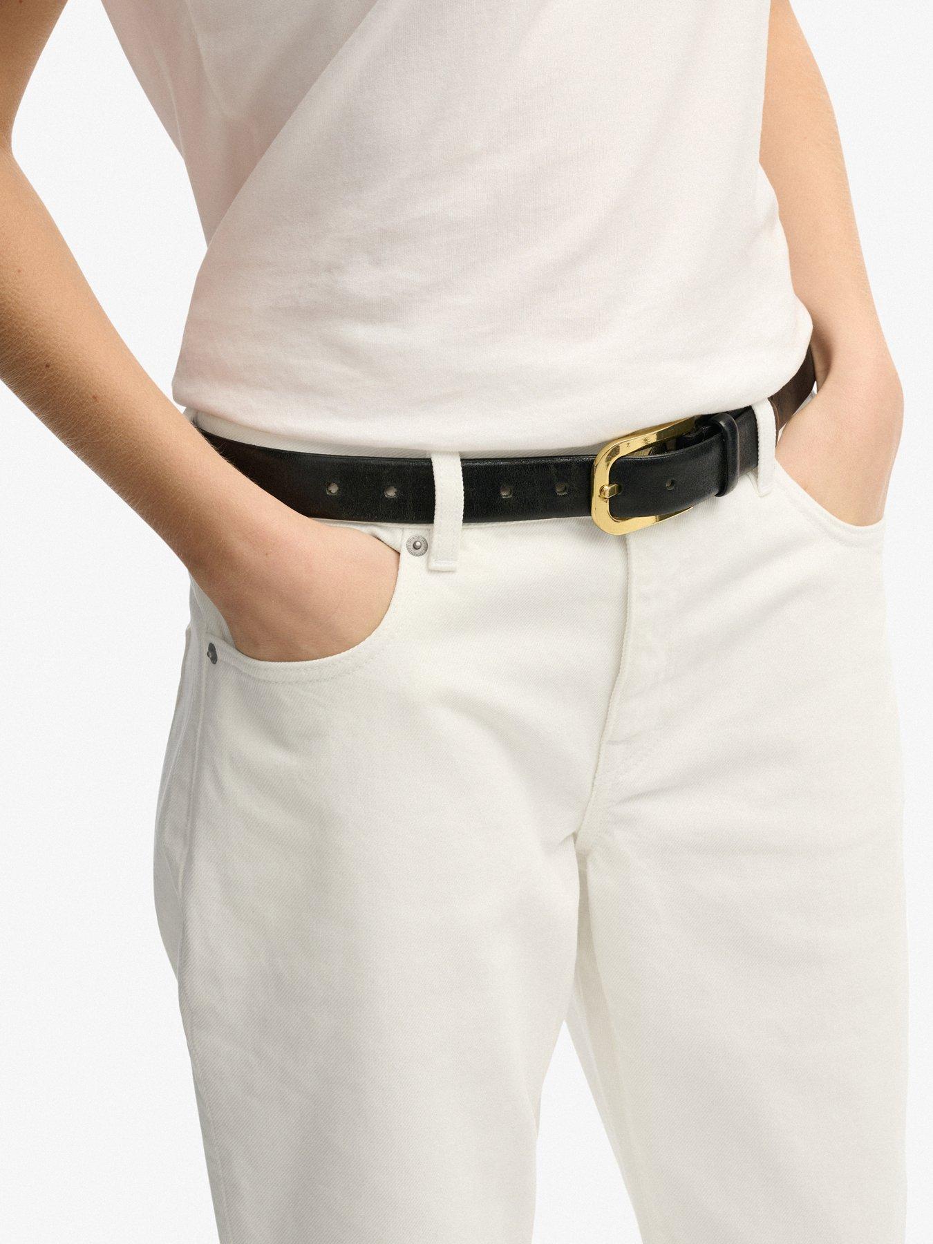 Image 6 of 7 of Superdry Cotton Mid Rise Straight Jeans - White