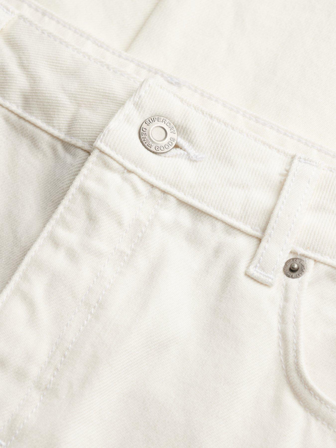 Image 7 of 7 of Superdry Cotton Mid Rise Straight Jeans - White