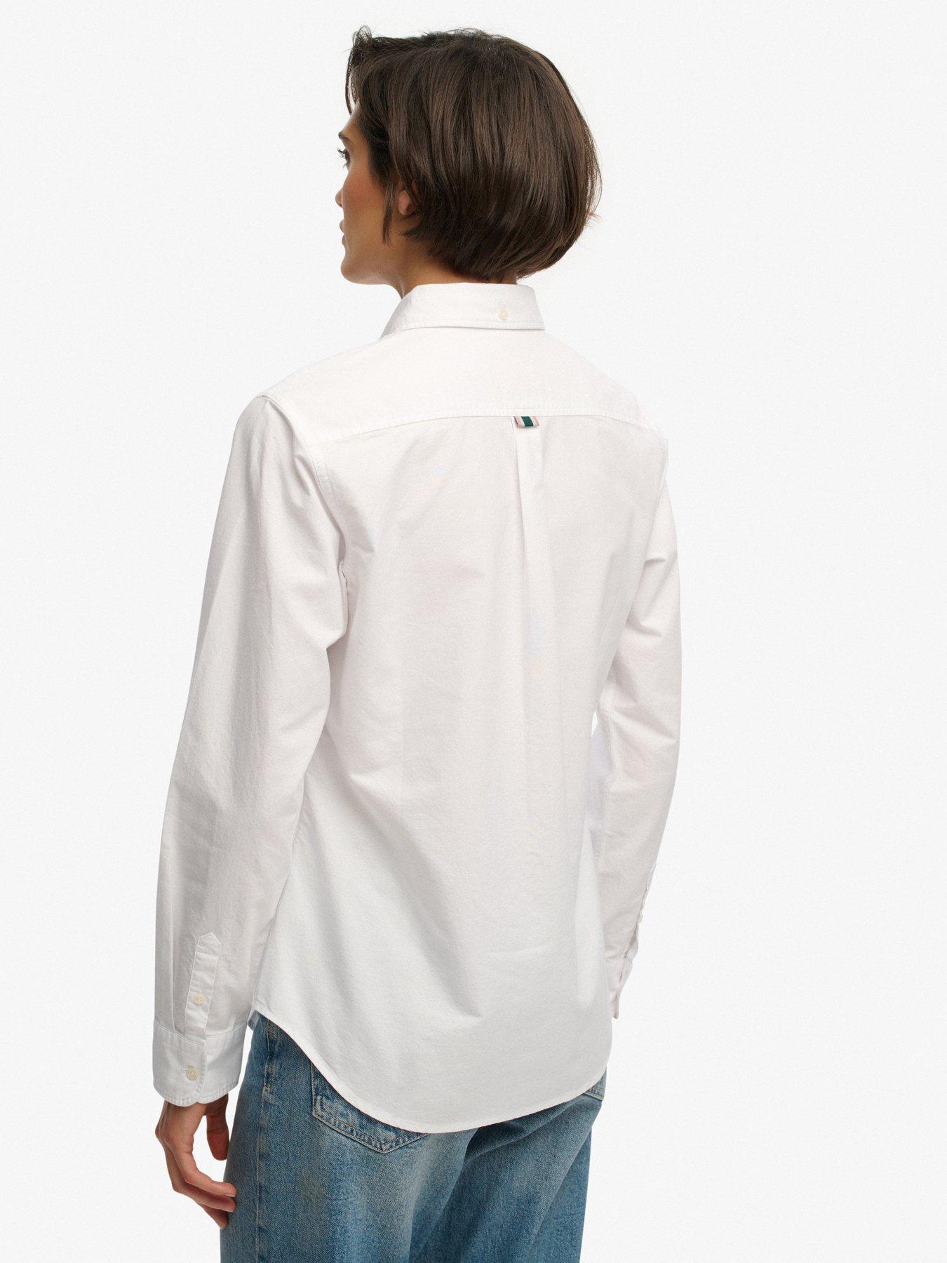 Image 2 of 5 of Superdry Slim Oxford Long Sleeve Shirt - White