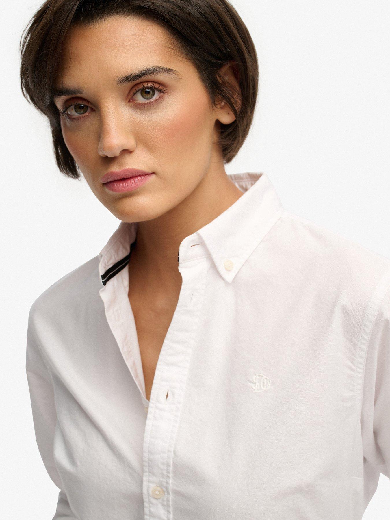 Image 4 of 5 of Superdry Slim Oxford Long Sleeve Shirt - White