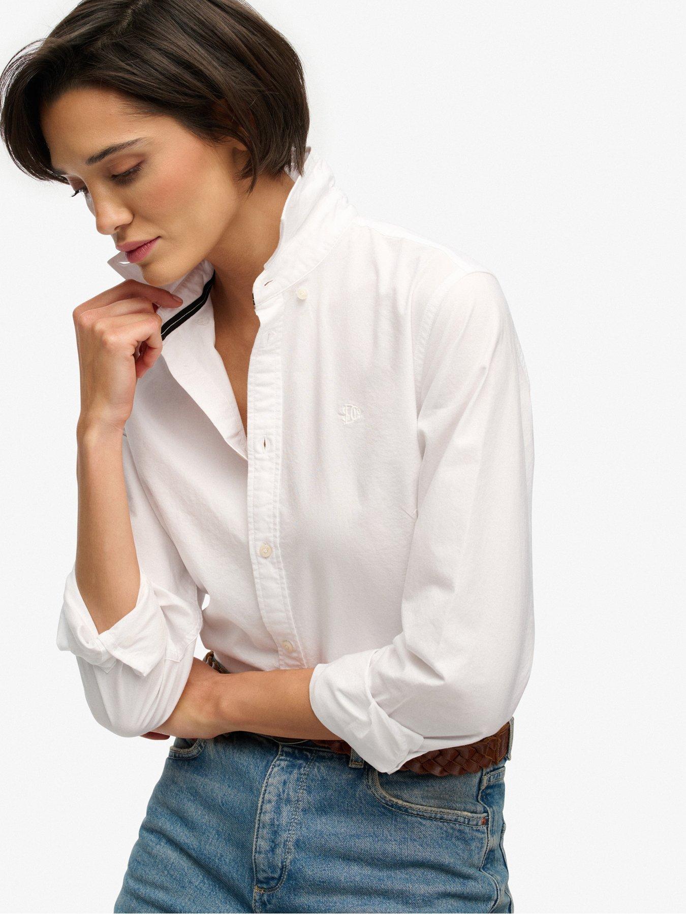 Image 5 of 5 of Superdry Slim Oxford Long Sleeve Shirt - White