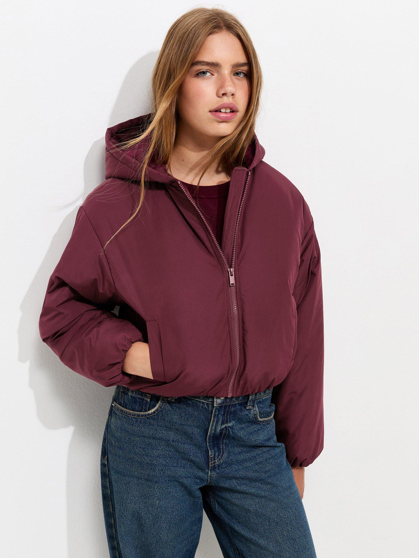 New Look 915 Burgundy Short Padded Bomber