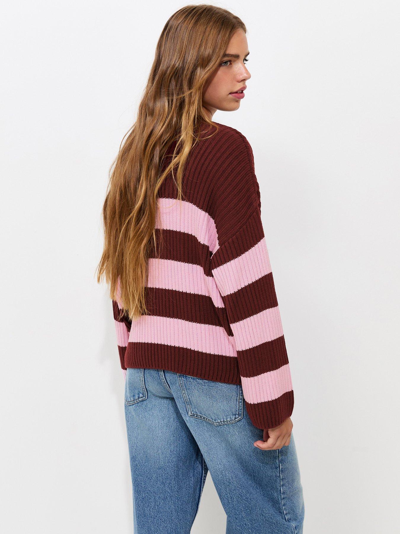 Image 2 of 5 of New Look 915 Girls Pink Striped Rib Jumper