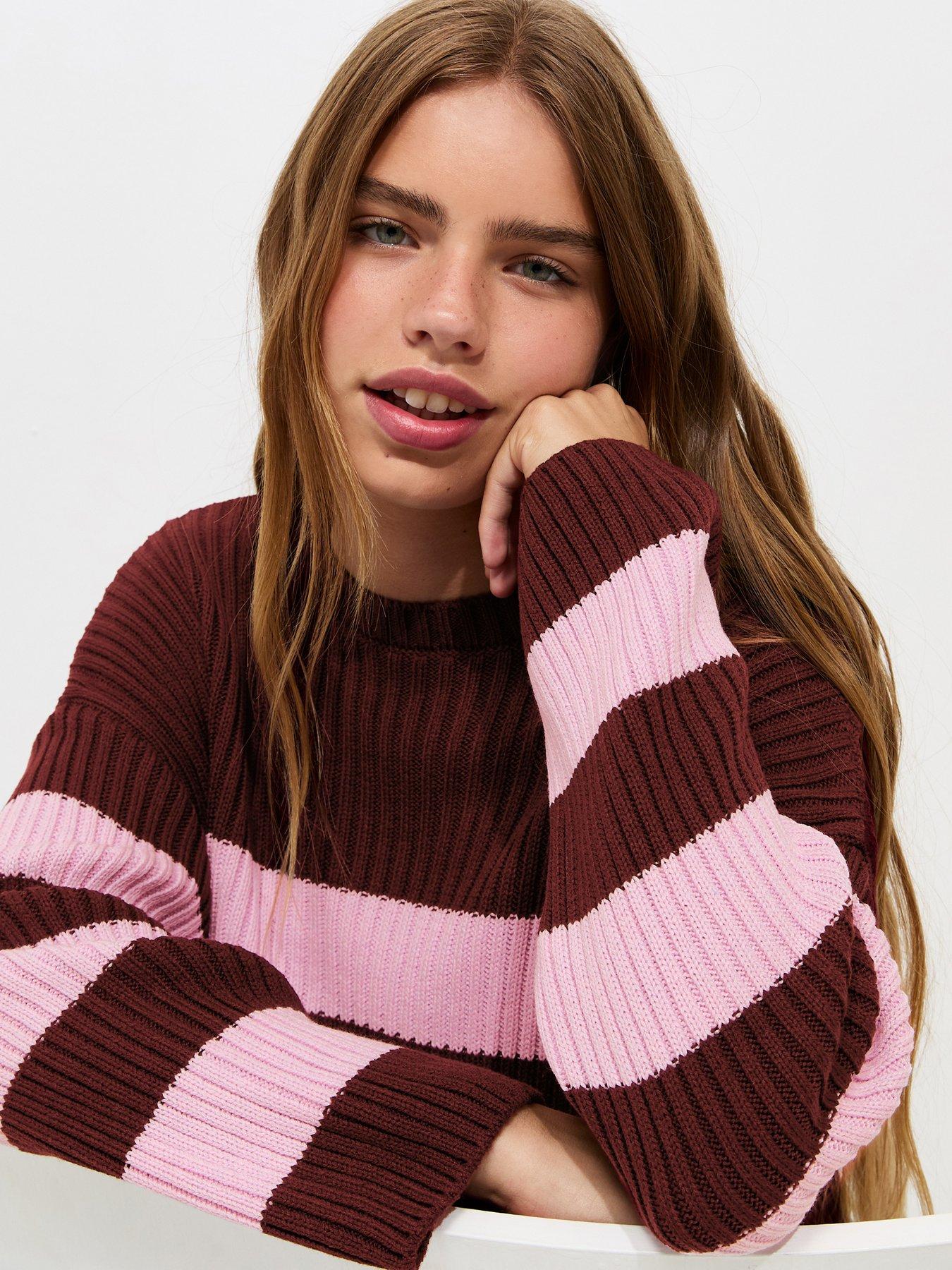 Image 4 of 5 of New Look 915 Girls Pink Striped Rib Jumper