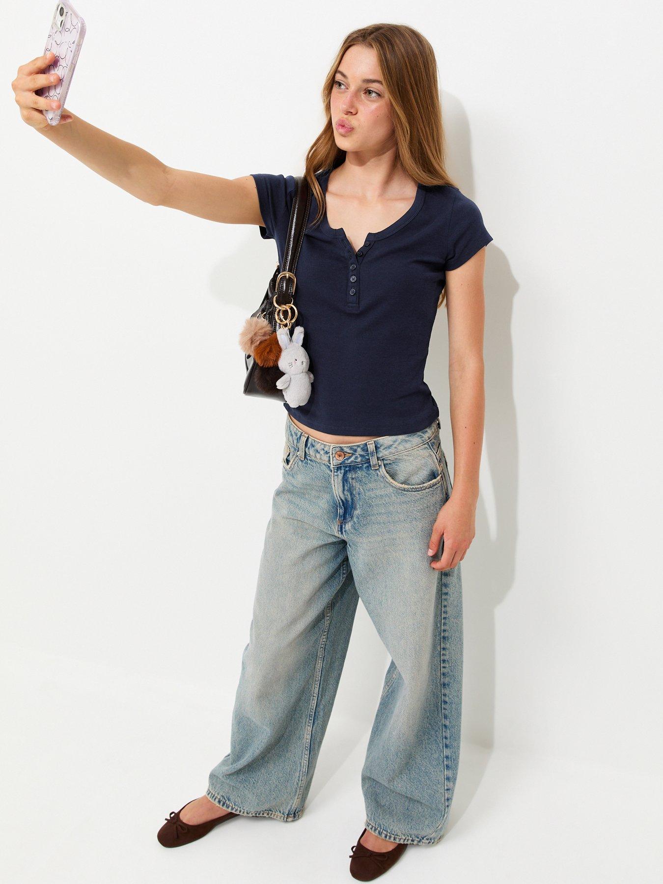 New Look 915 Navy Half Placket Tee
