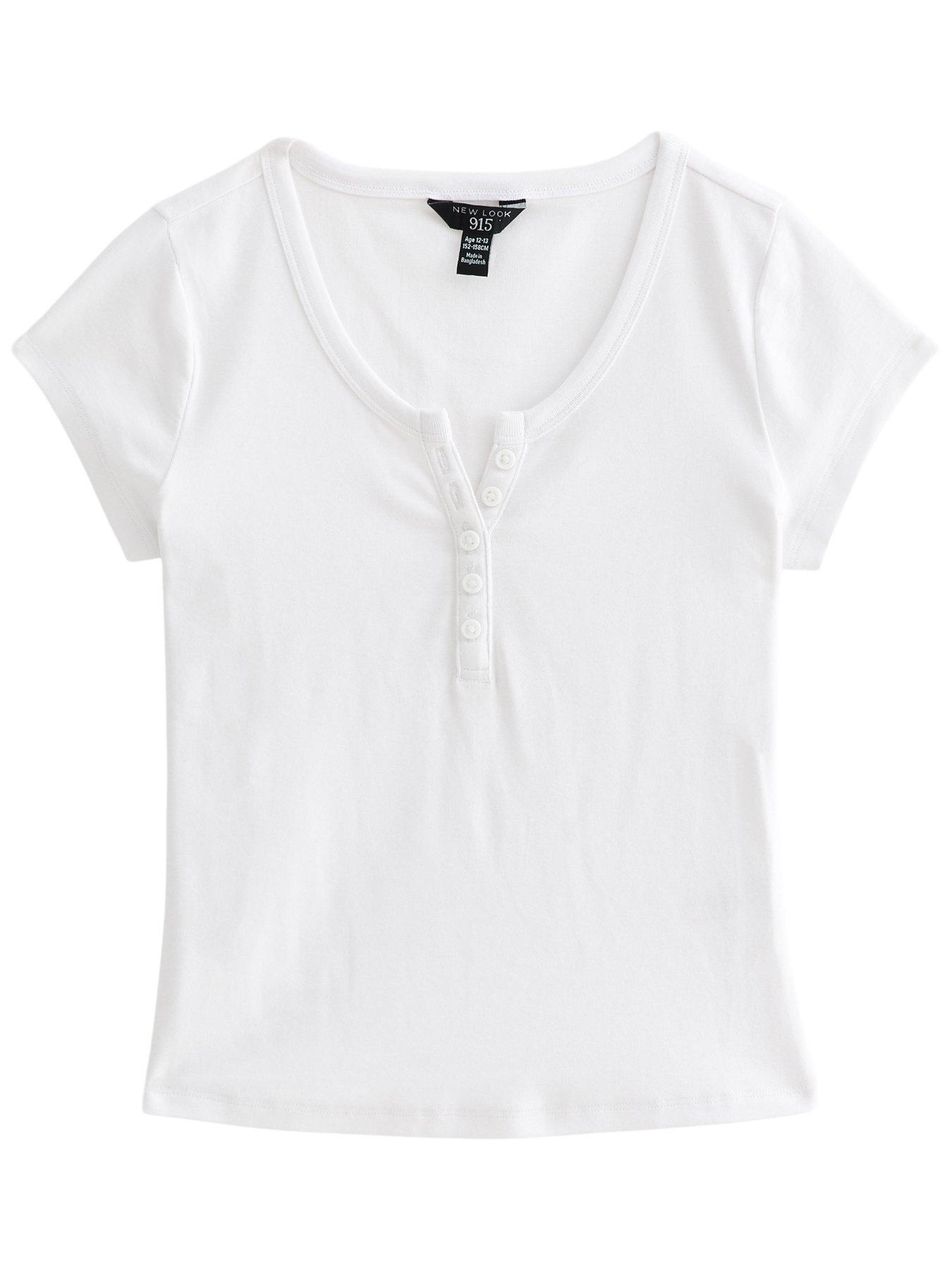 Image 6 of 6 of New Look 915 White Half Placket Tee