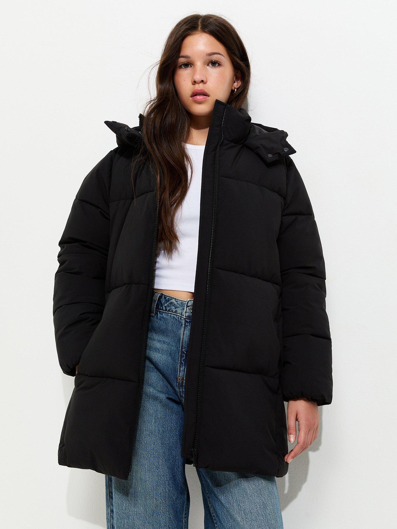 Image 1 of 5 of New Look 915 Girls Black Regular Long Line Puffer Jacket