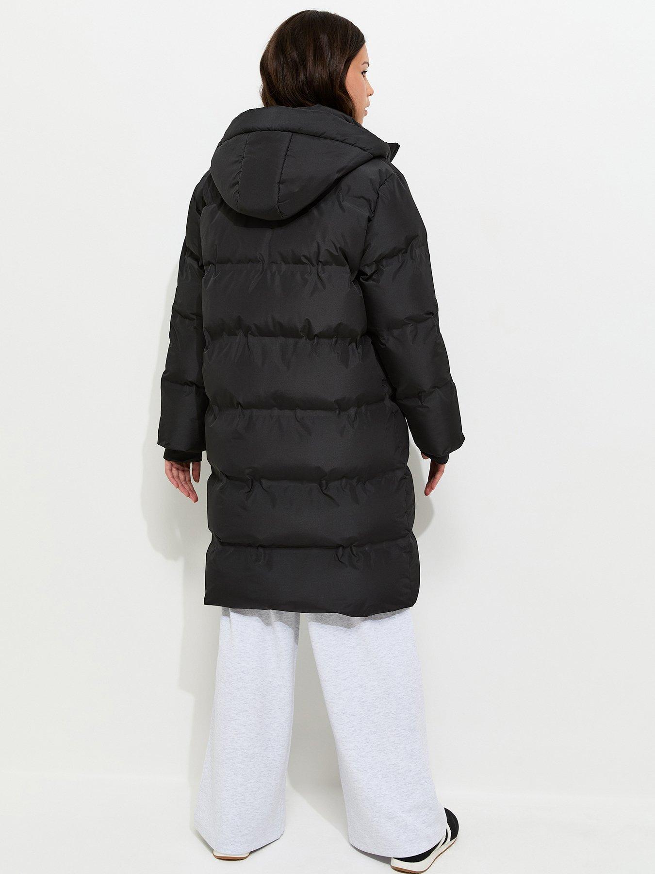 Image 2 of 6 of New Look 915 New Look 915 Girls Hooded Midi Padded Puffer Jacket - Black