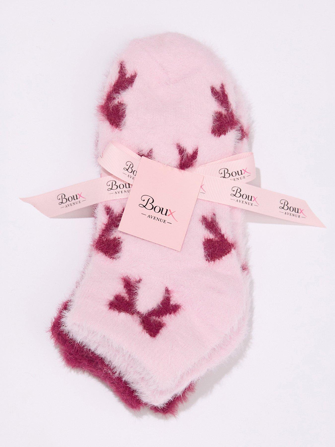 Image 4 of 4 of Boux Avenue Women's Bows Feather Cosy Trainer Socks 2 Pack - Pink