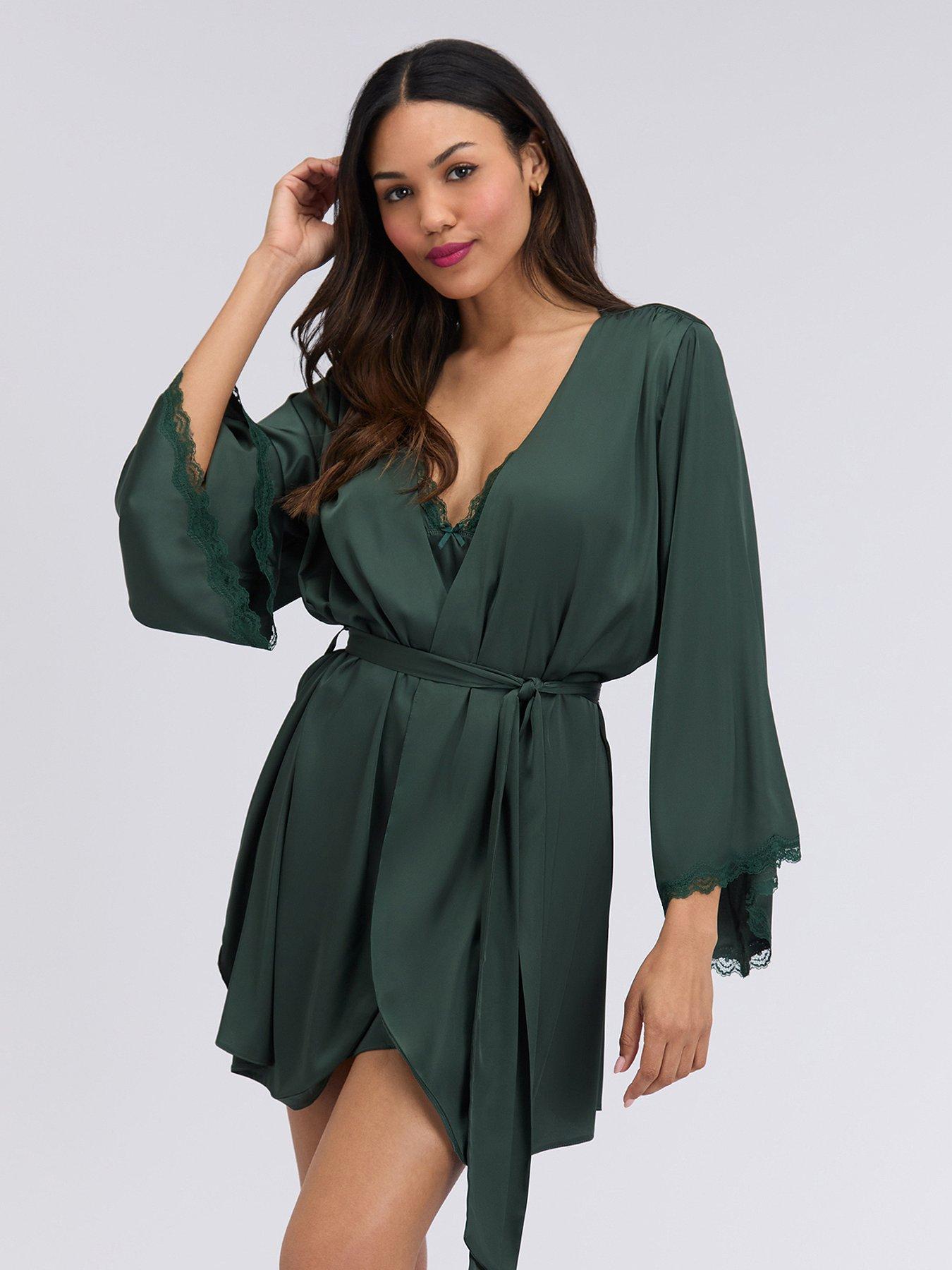 Boux Avenue Boux Avenue Kaya Satin Robe - Deep Green