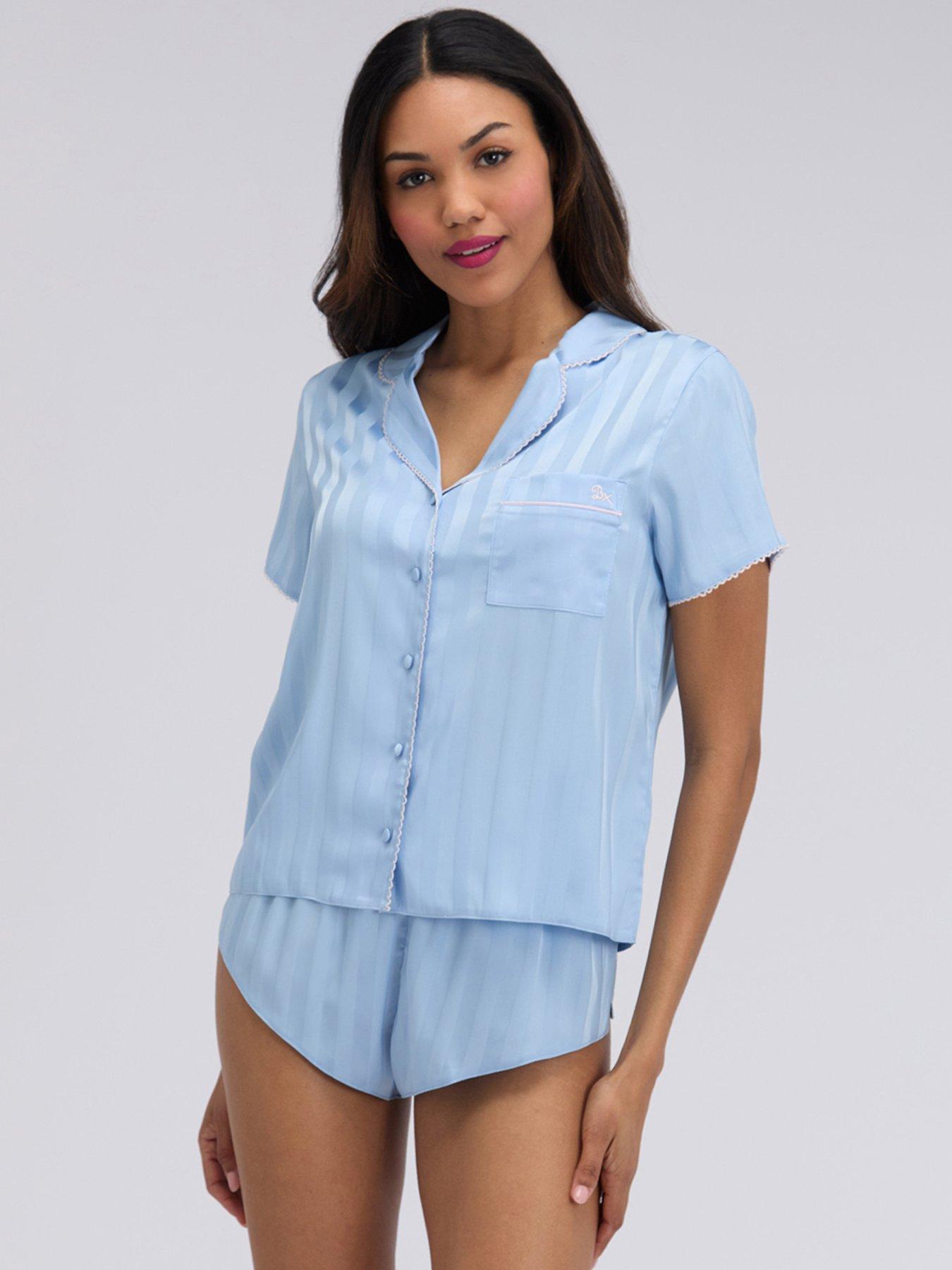 Boux Avenue Boux Avenue Stripe Satin Short Pj Set - Blue Mix