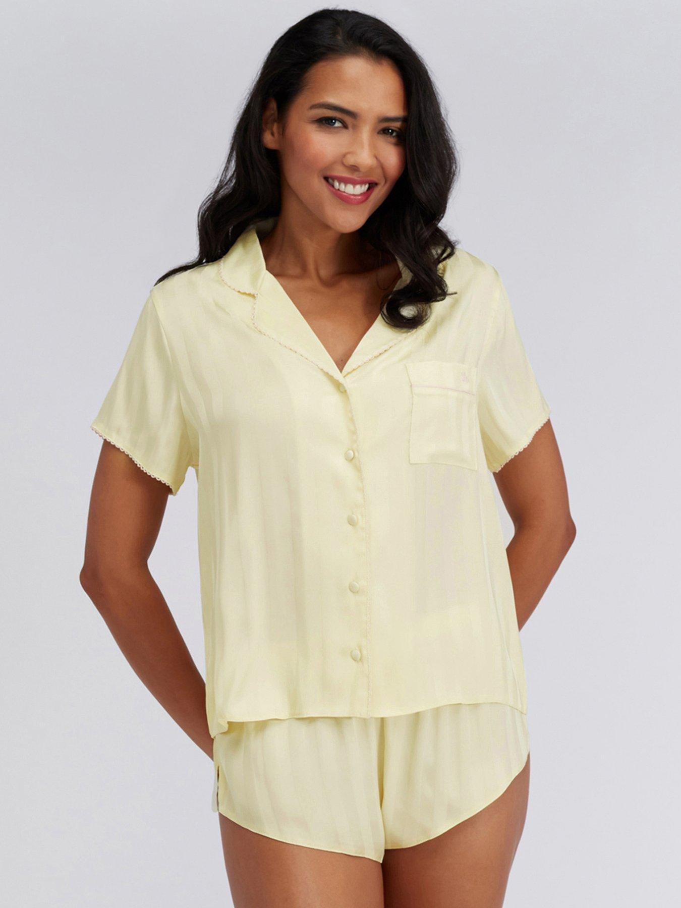 Boux Avenue Boux Avenue Stripe Satin Short Pj Set - Yellow Mix
