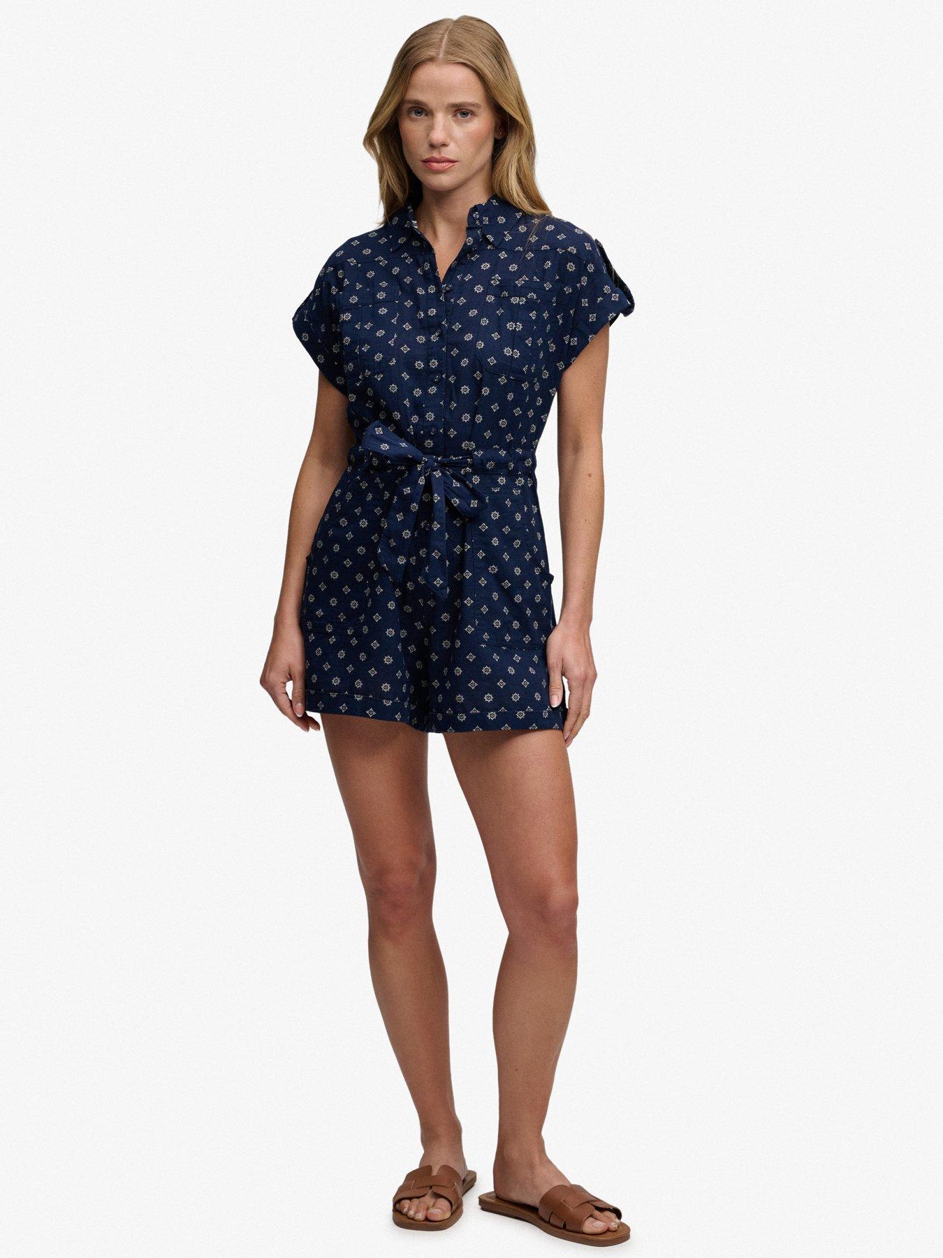 Superdry Belted Utility Playsuit - Navy