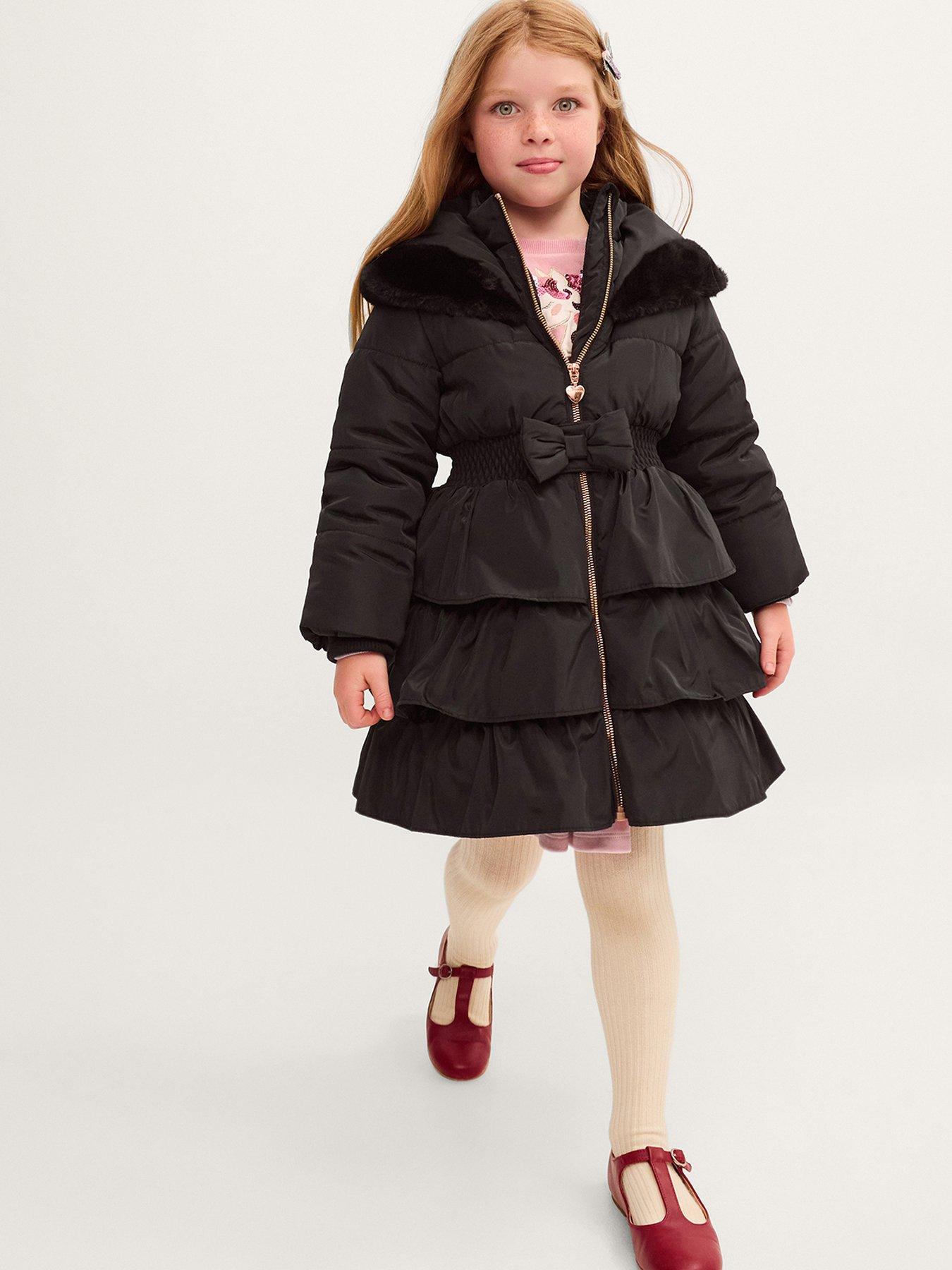 Monsoon Girls Padded Taylor Tiered Coat - Black