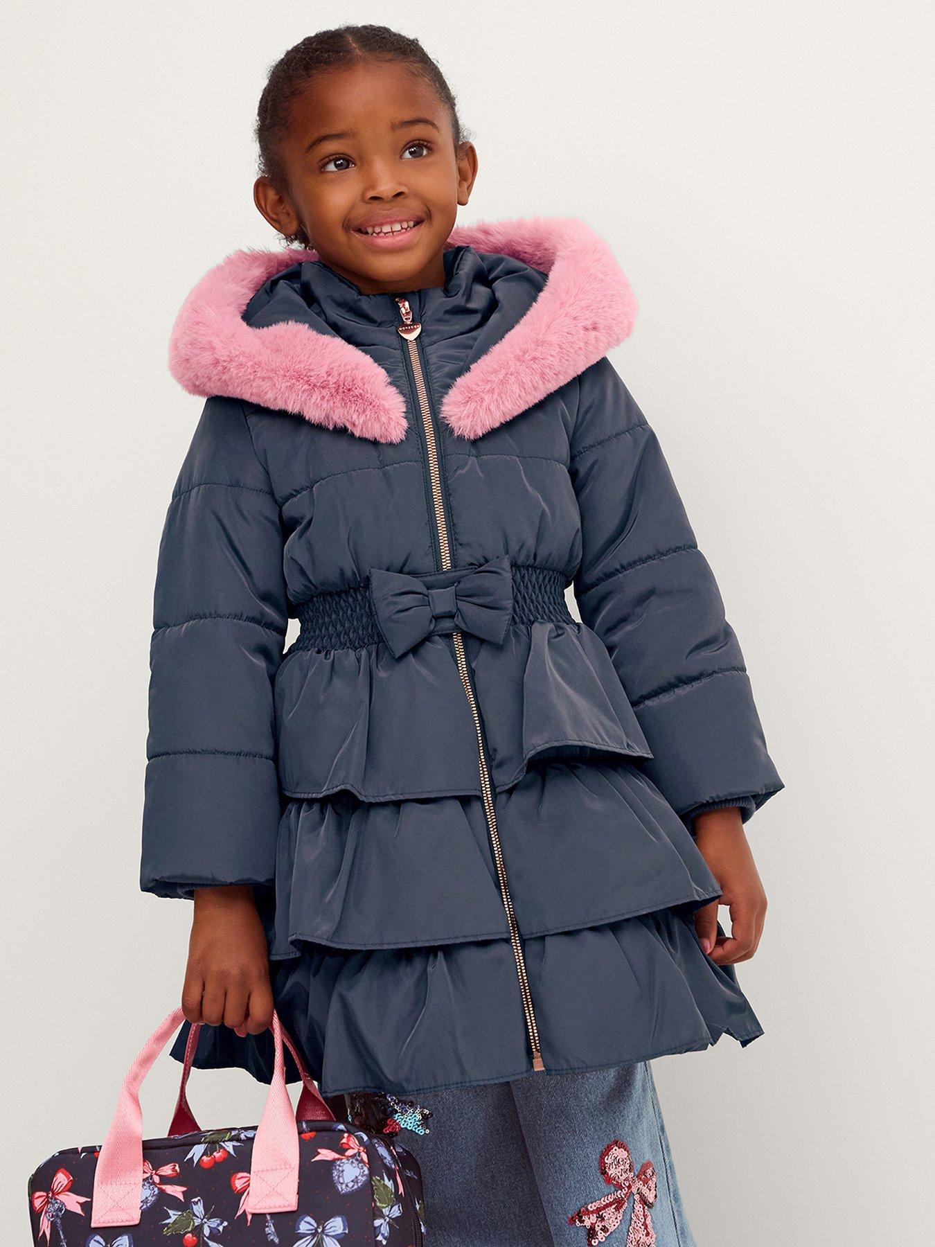 Monsoon Girls Padded Taylor Tiered Coat - Navy