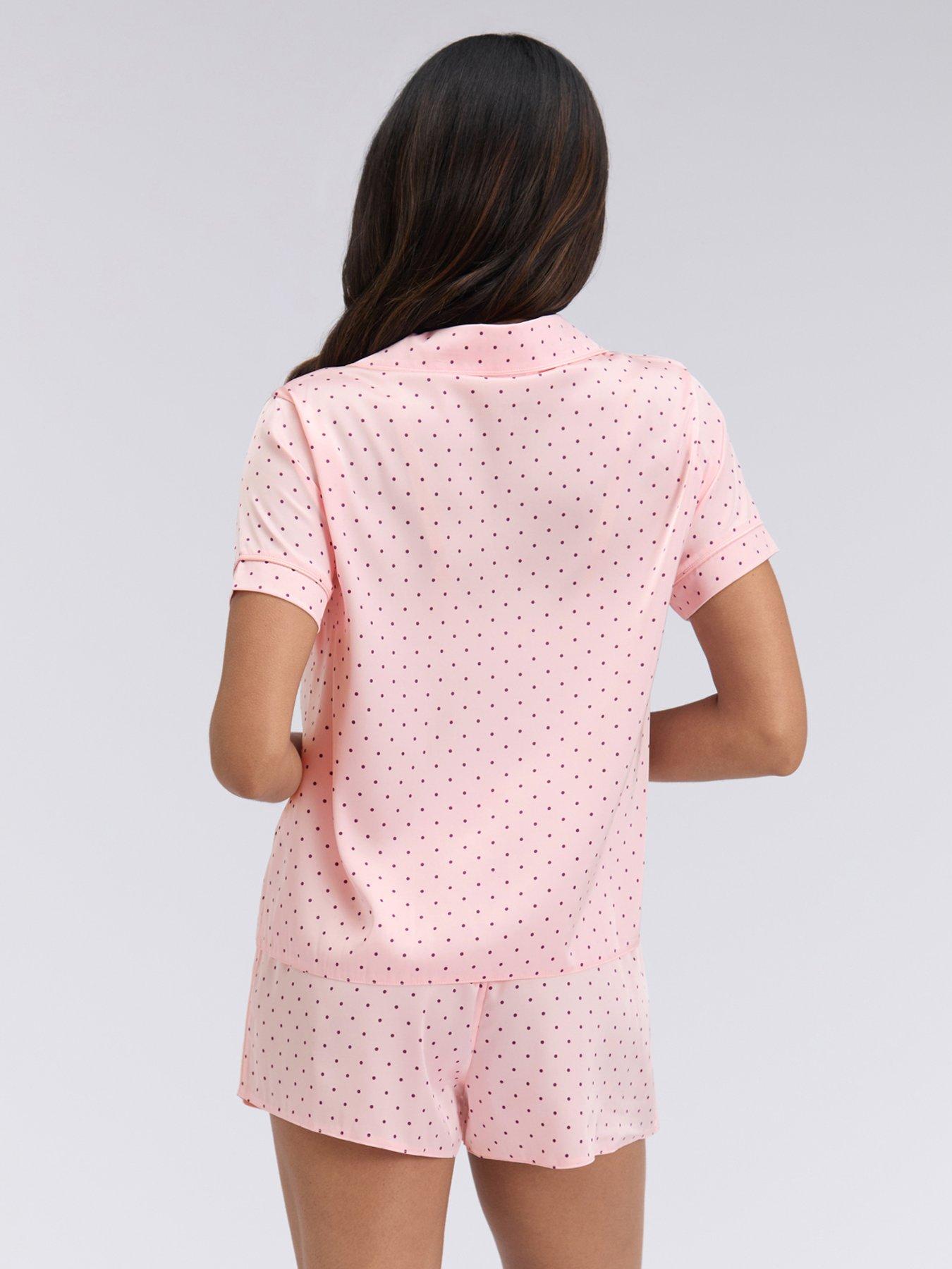 Image 2 of 5 of Boux Avenue Boux Avenue Spot Satin Short Pj Set - Pink Mix