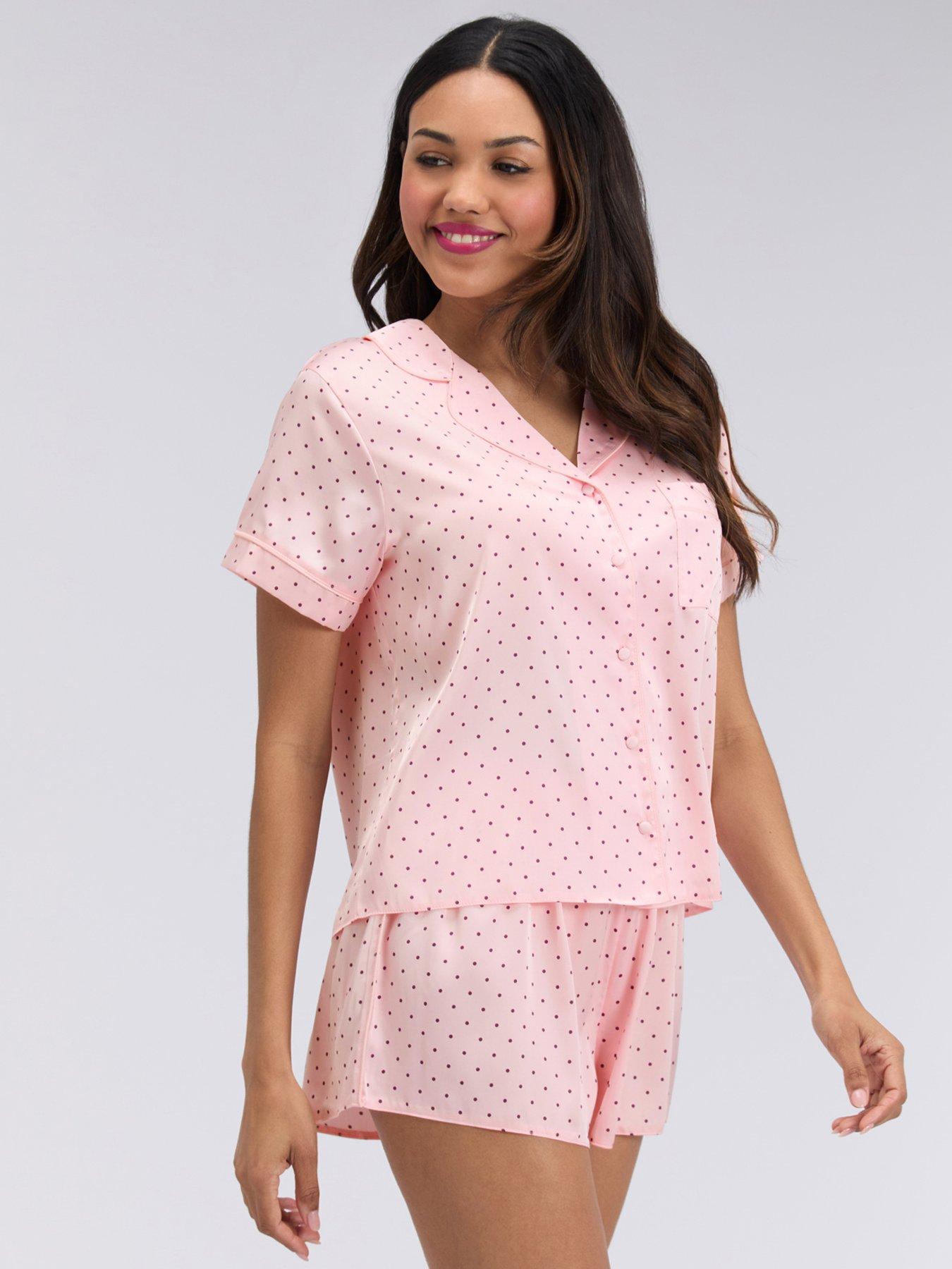 Image 3 of 5 of Boux Avenue Boux Avenue Spot Satin Short Pj Set - Pink Mix