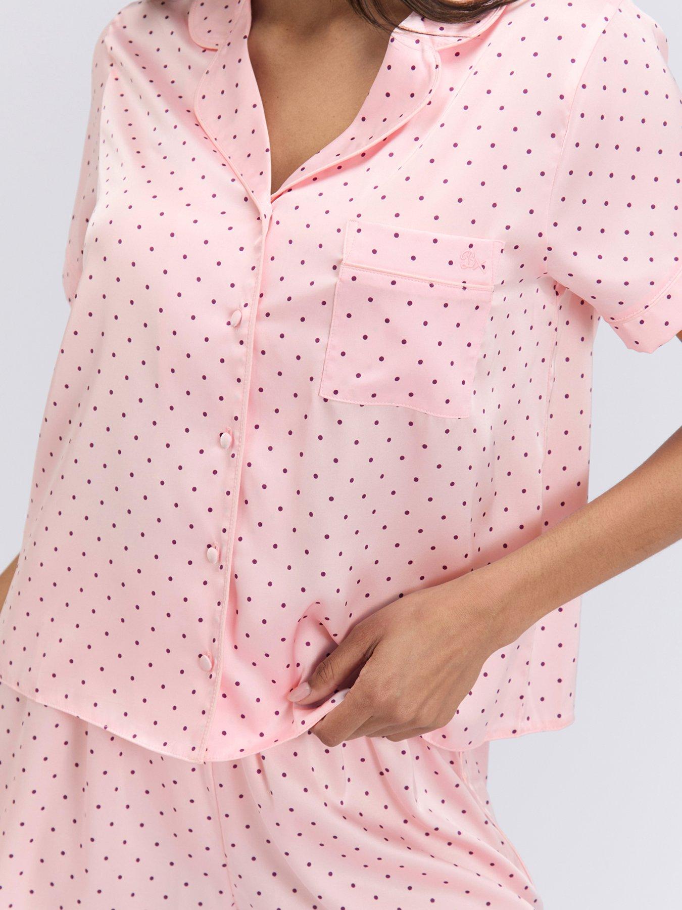 Image 5 of 5 of Boux Avenue Boux Avenue Spot Satin Short Pj Set - Pink Mix