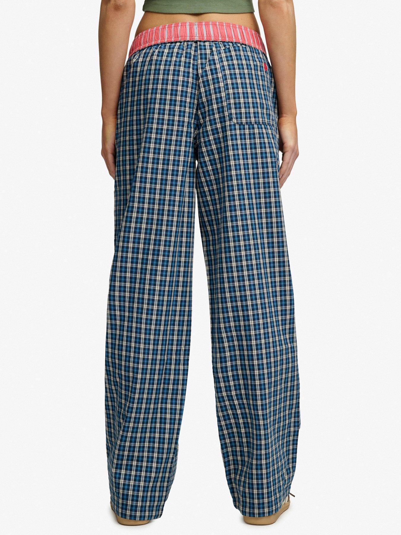 Image 2 of 7 of Superdry Mini Check Cotton Trousers - Navy