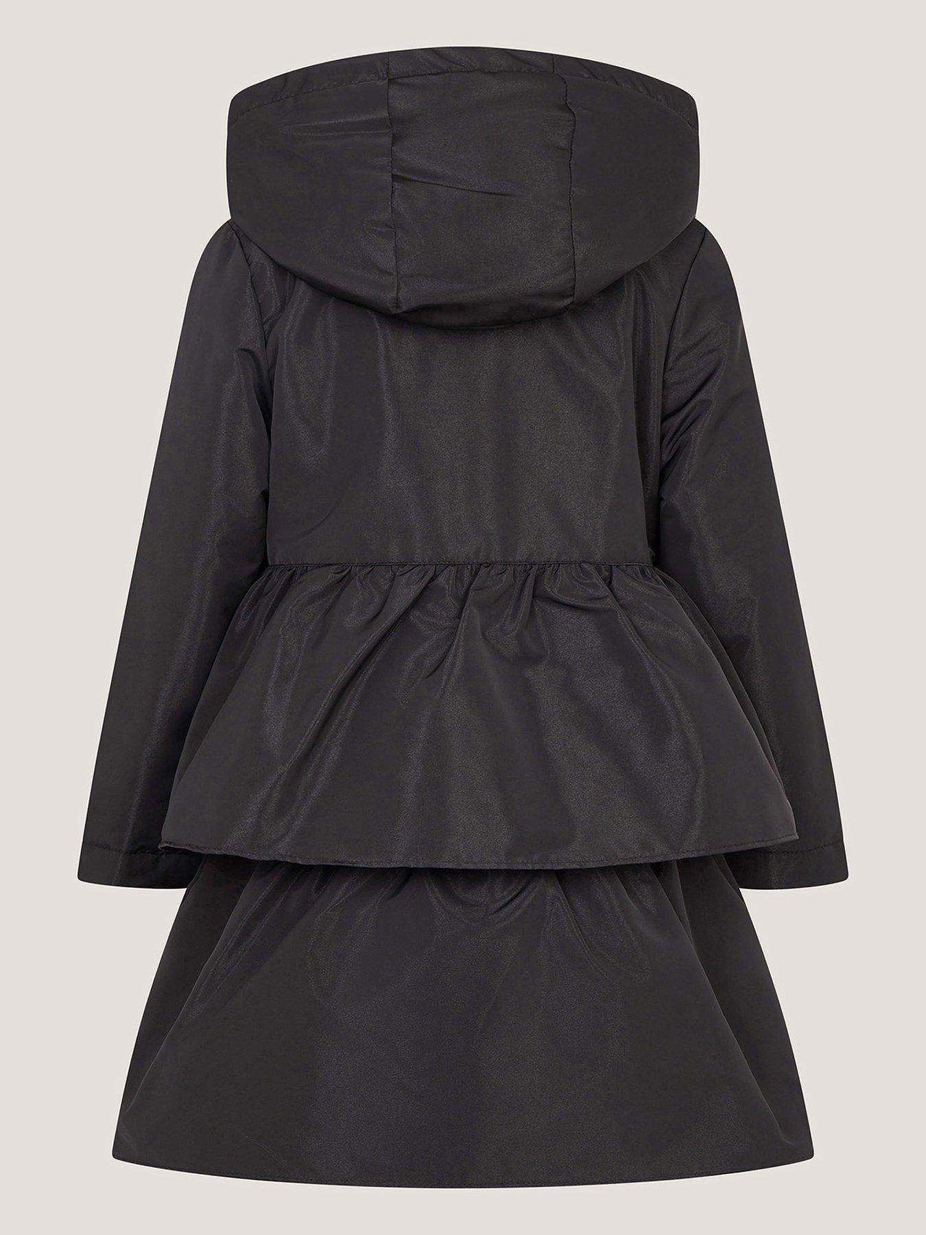 Image 3 of 4 of Monsoon Girls Bow Ruffle Lightweight Rainmac - Black