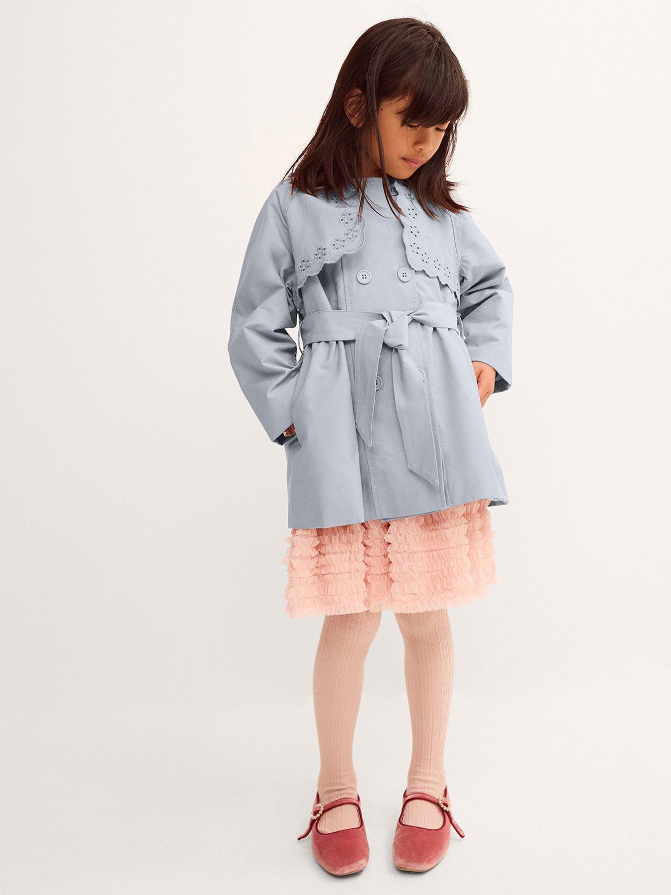 Monsoon Girls Broiderie Embroidered Showerproof Jacket - Blue