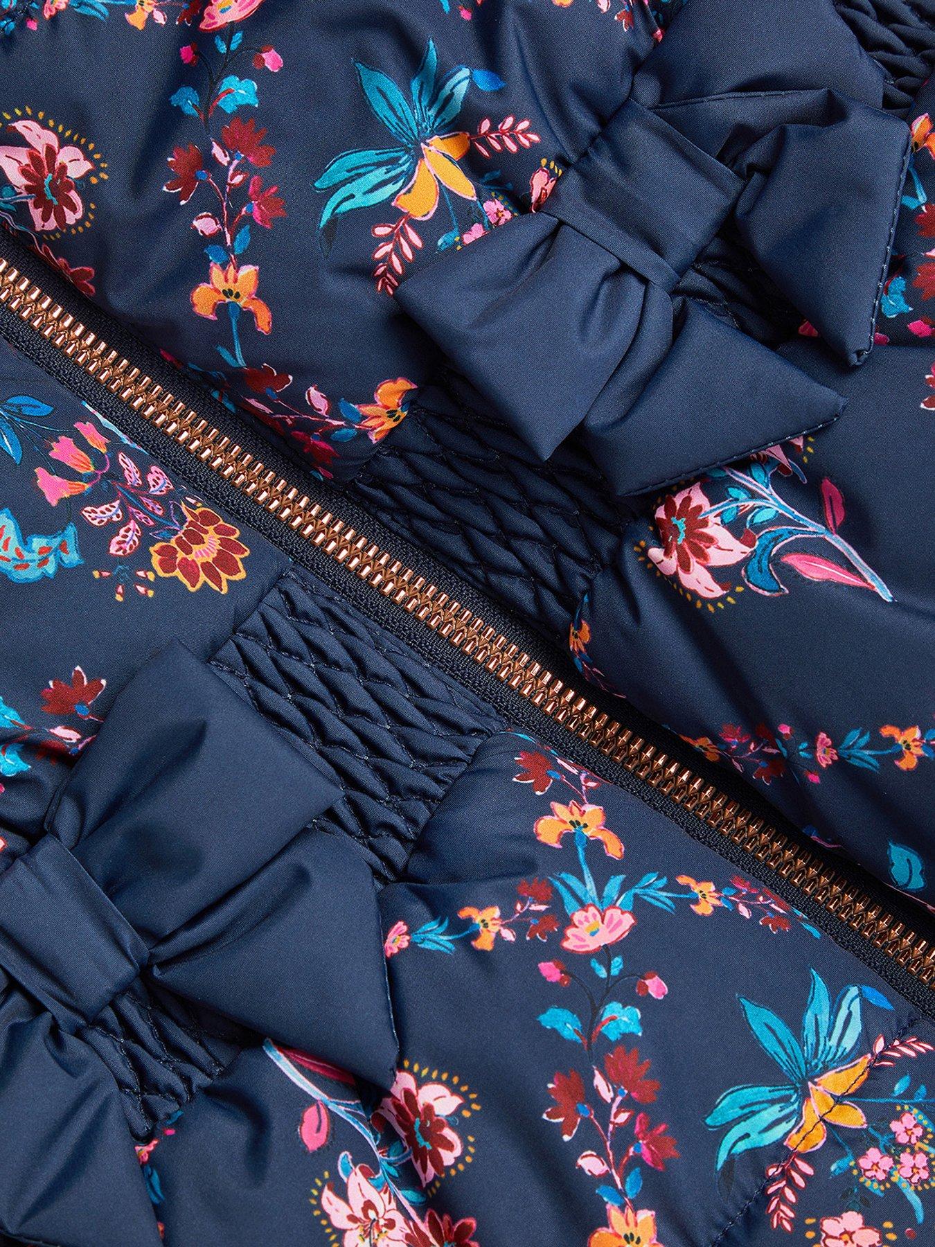 Image 4 of 4 of Monsoon Girl Padded Trellis Floral Coat - Navy