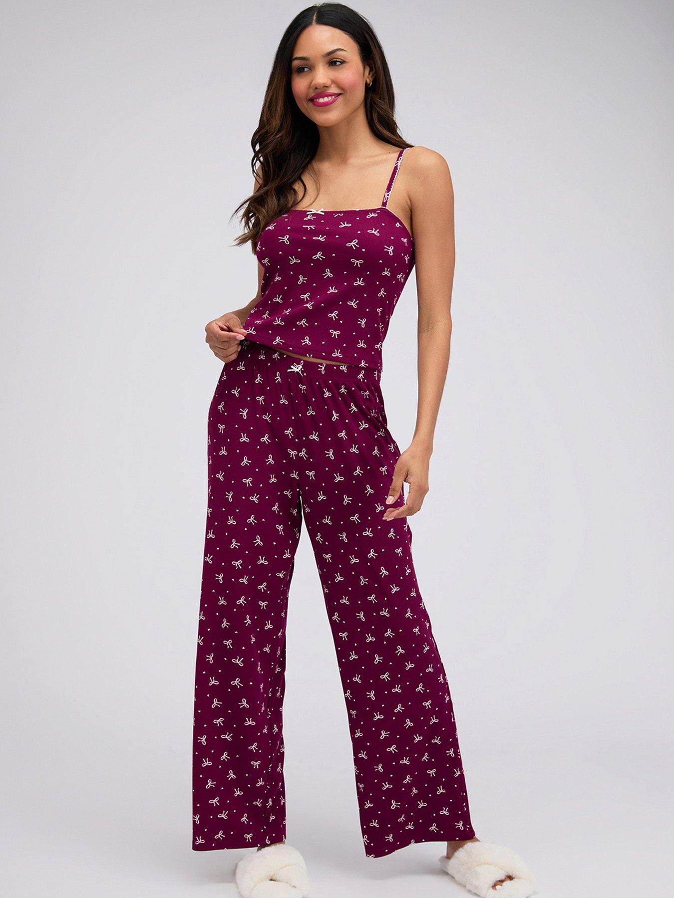 Boux Avenue Boux Avenue Bow Rib Cami Pyjama Set - Plum