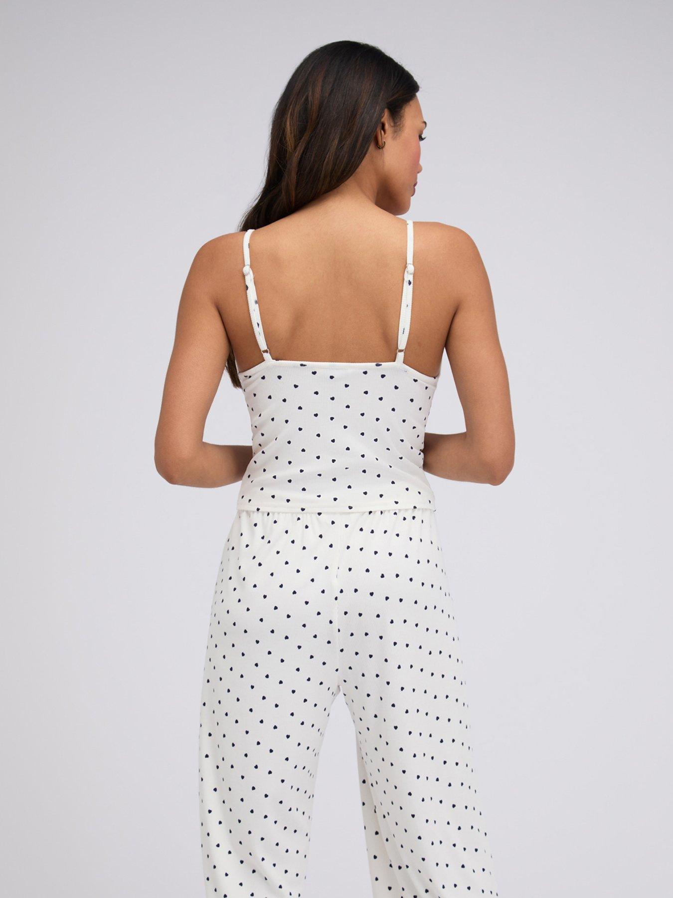 Image 2 of 6 of Boux Avenue Boux Avenue Navy Heart Rib Pyjama Set - Ivory Mix
