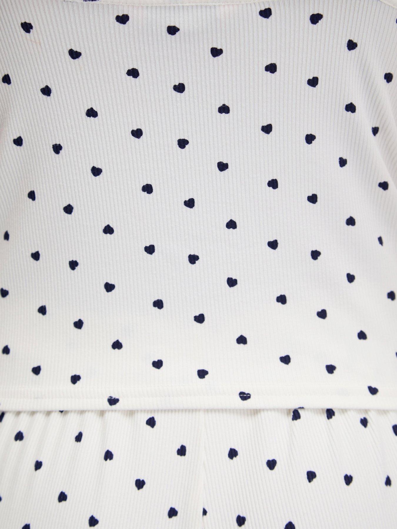 Image 6 of 6 of Boux Avenue Boux Avenue Navy Heart Rib Pyjama Set - Ivory Mix