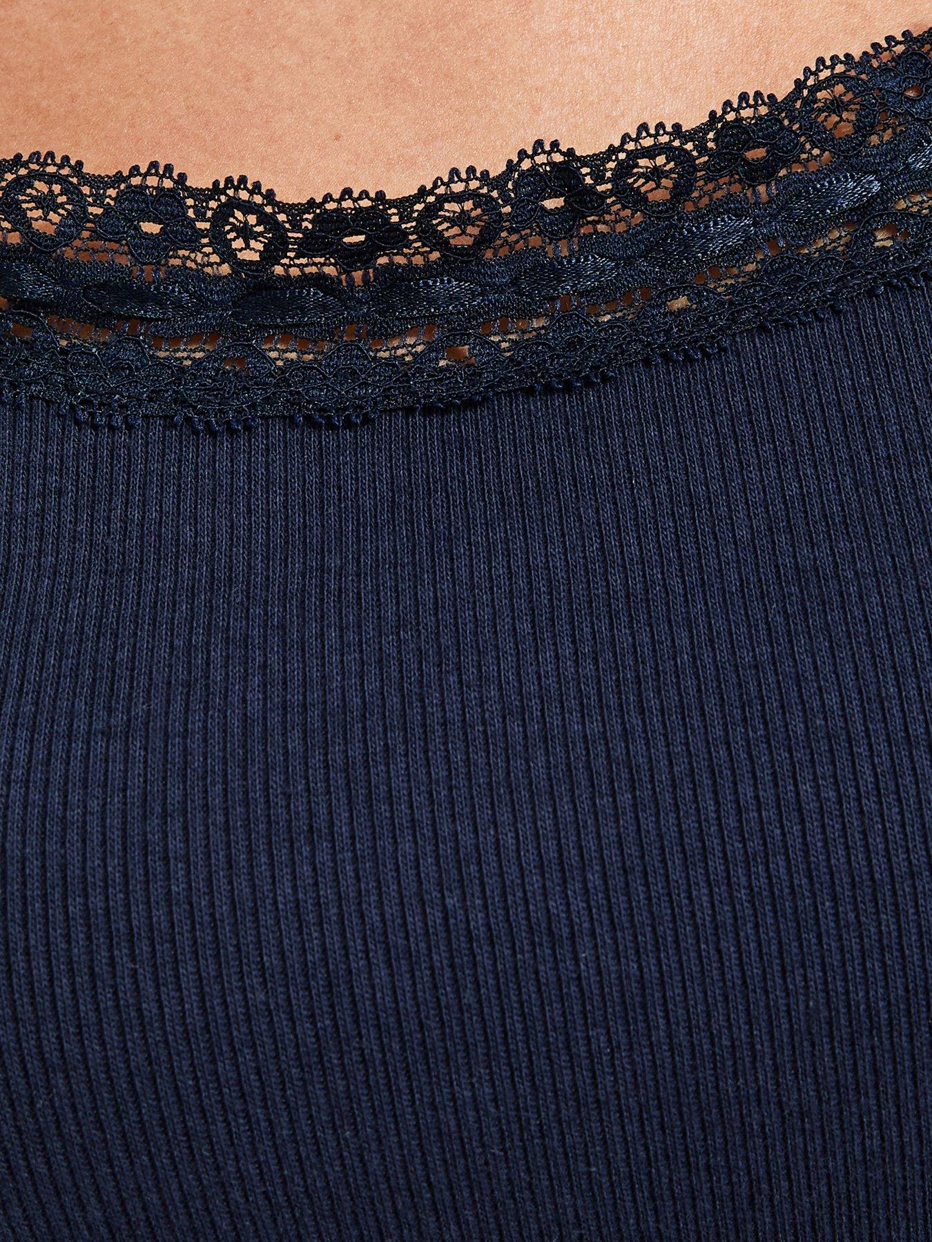 Image 5 of 5 of New Look 915 Girls Bow Print Lace Trim Cami Pyjama Set - Navy