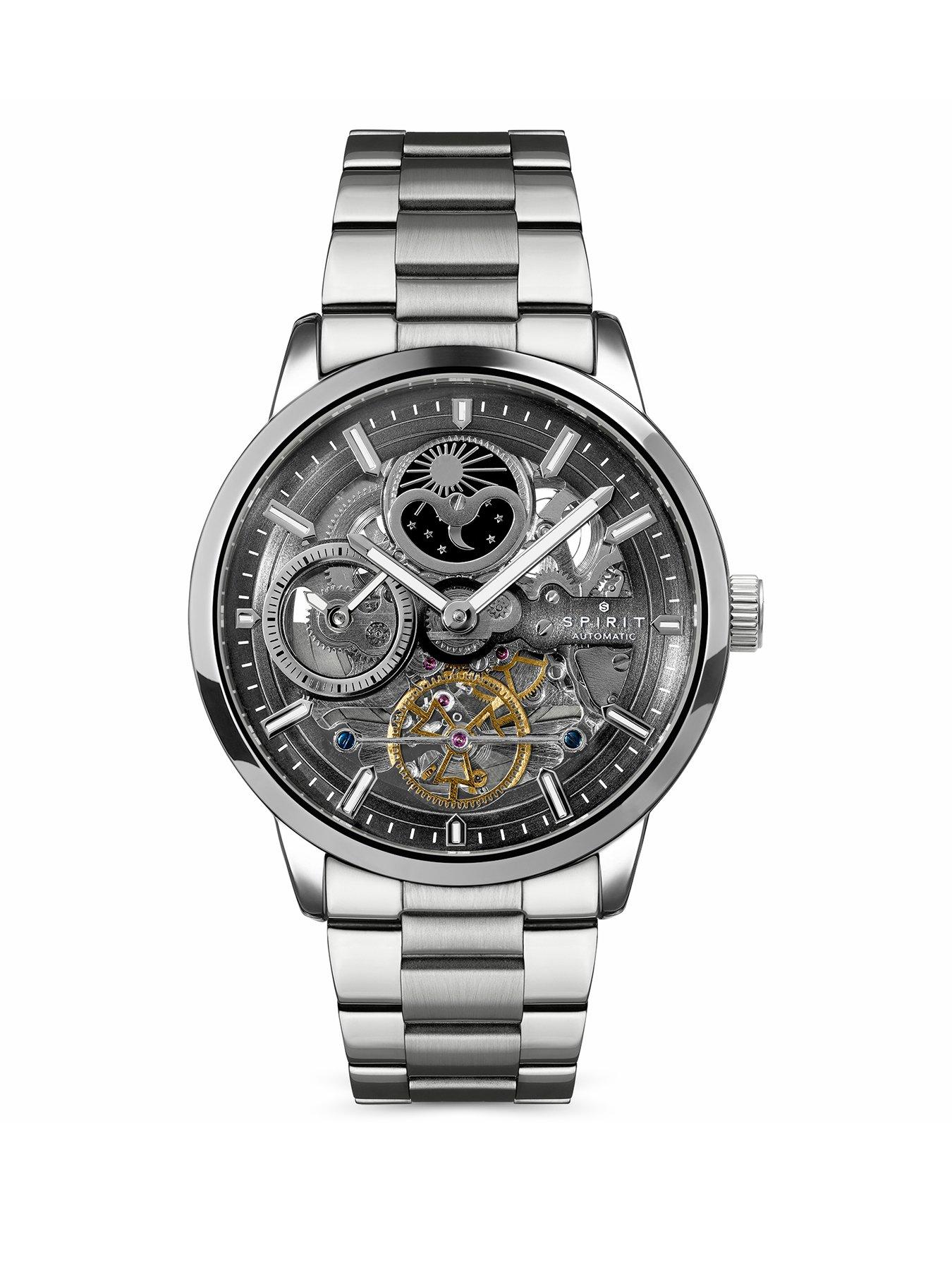 Spirit Gents Silver Sun Moon Automatic Bracelet Watch