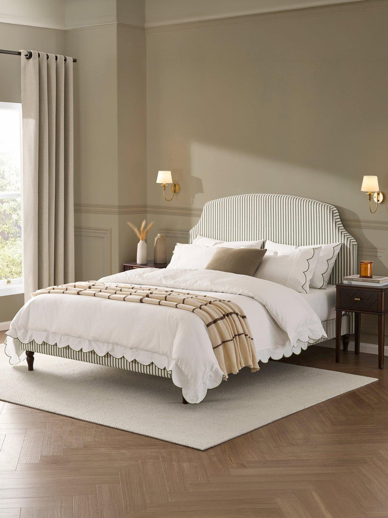 Dusk Surrey King Bed Frame - Sage Stripe
