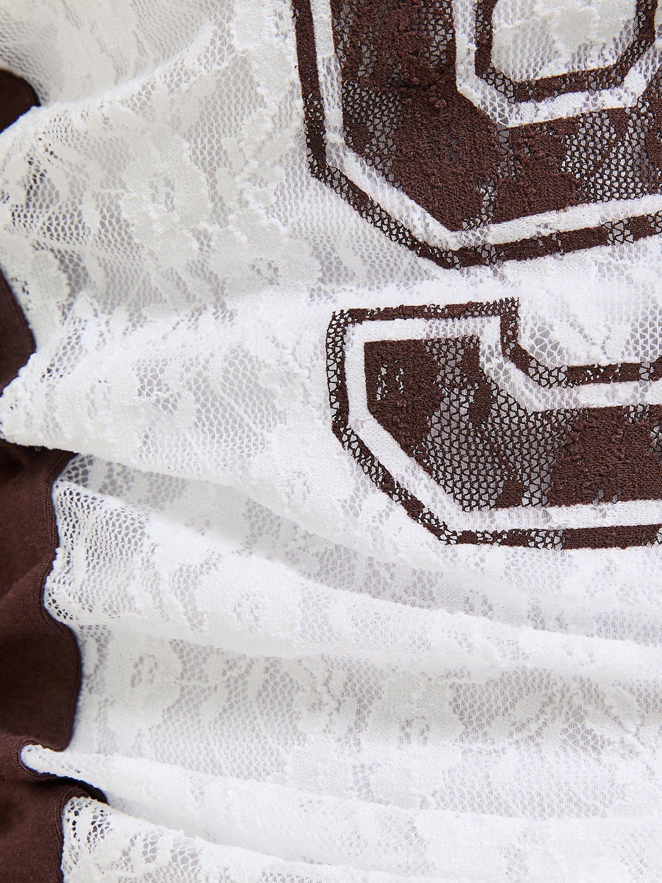 Image 5 of 5 of New Look 915 Girls Floral Lace Los Angeles Ruched Side Football Top - White
