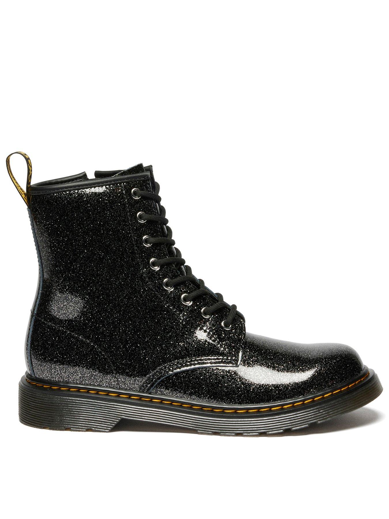 Dr Martens Kids' Dr. Martens Junior 1460 Glitter Patent Leather Boots with Inside Zip - Black