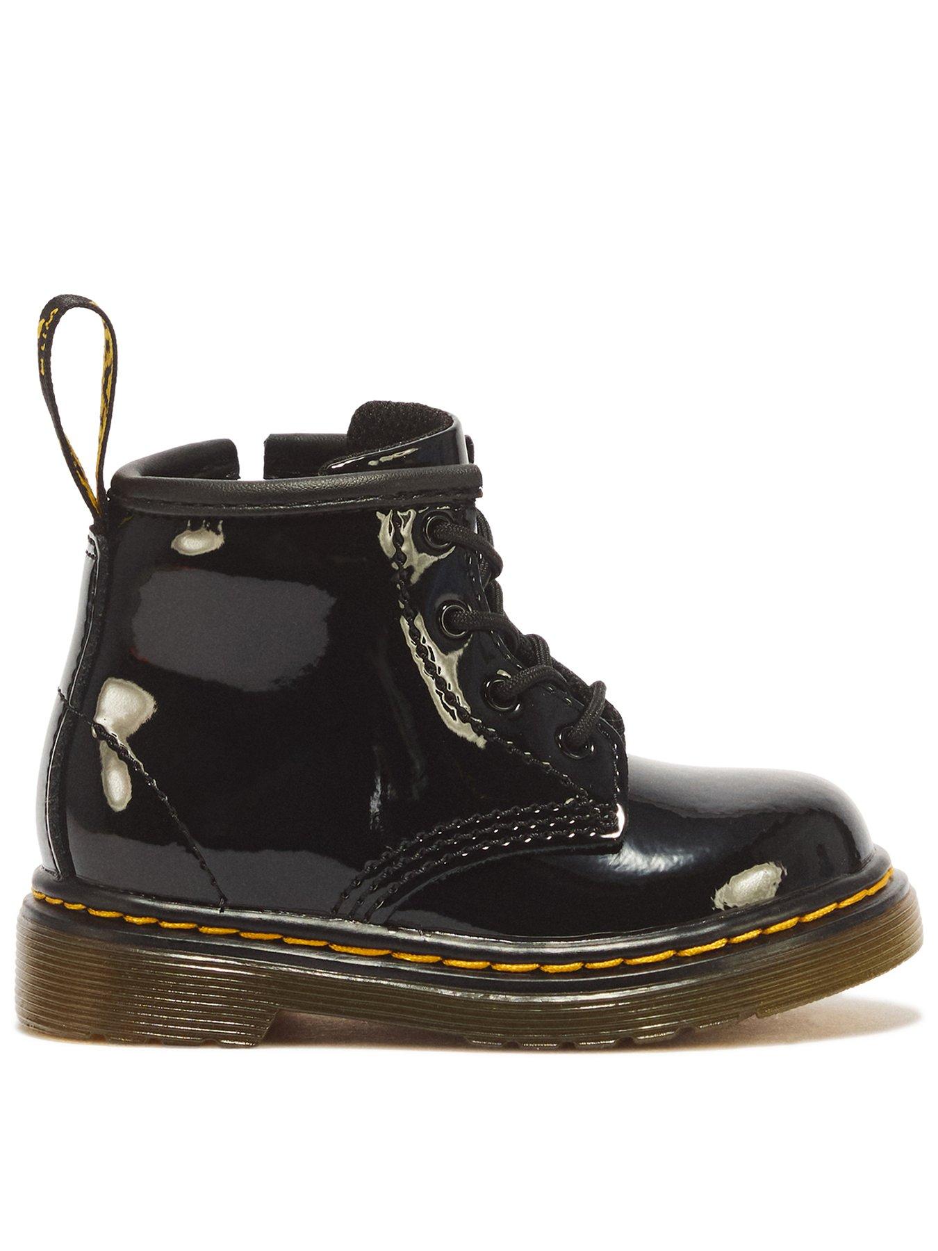 Image 1 of 7 of Dr Martens Infant 1460 4 Eye Patent Boot - Black