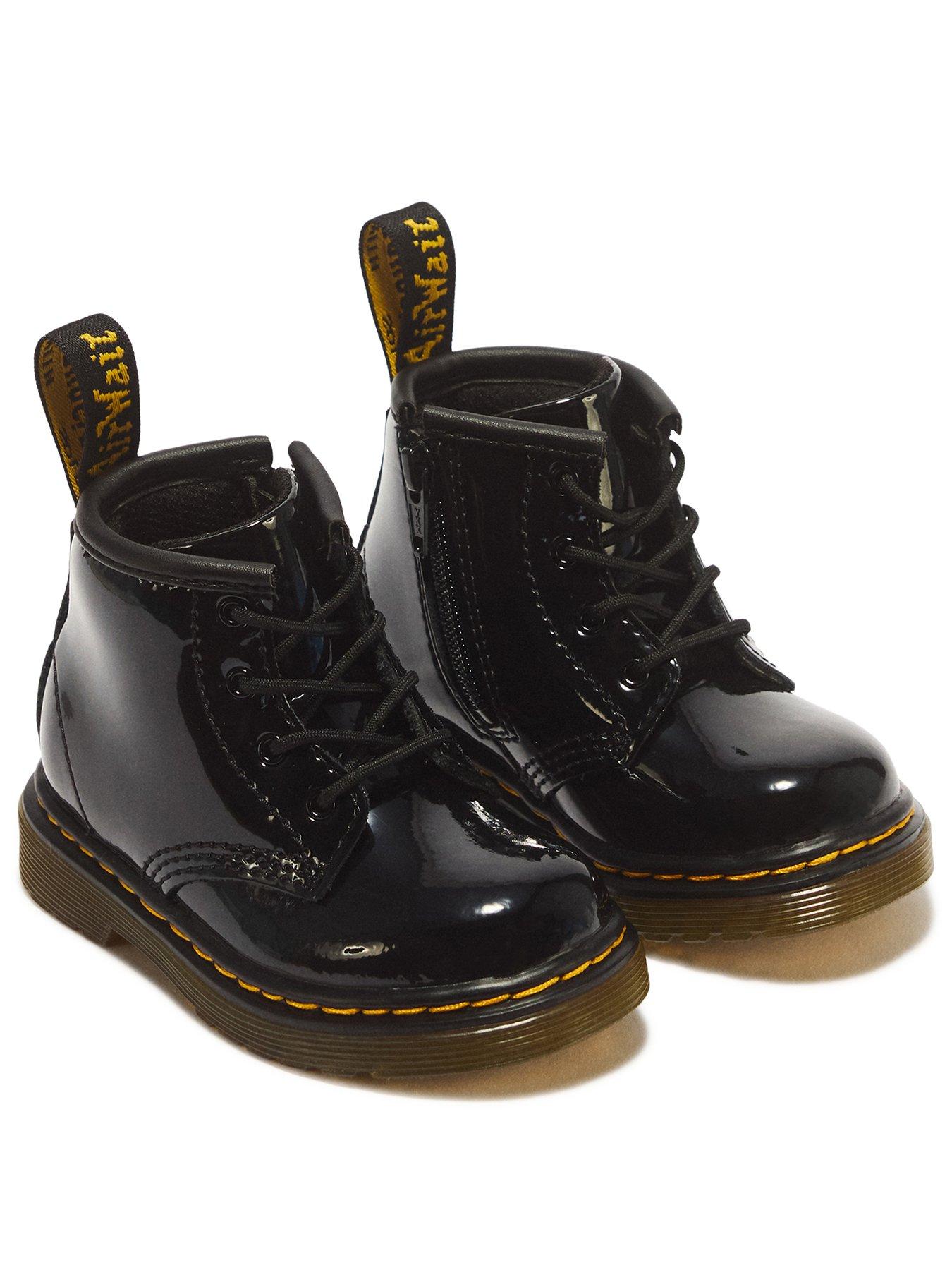 Image 2 of 7 of Dr Martens Infant 1460 4 Eye Patent Boot - Black