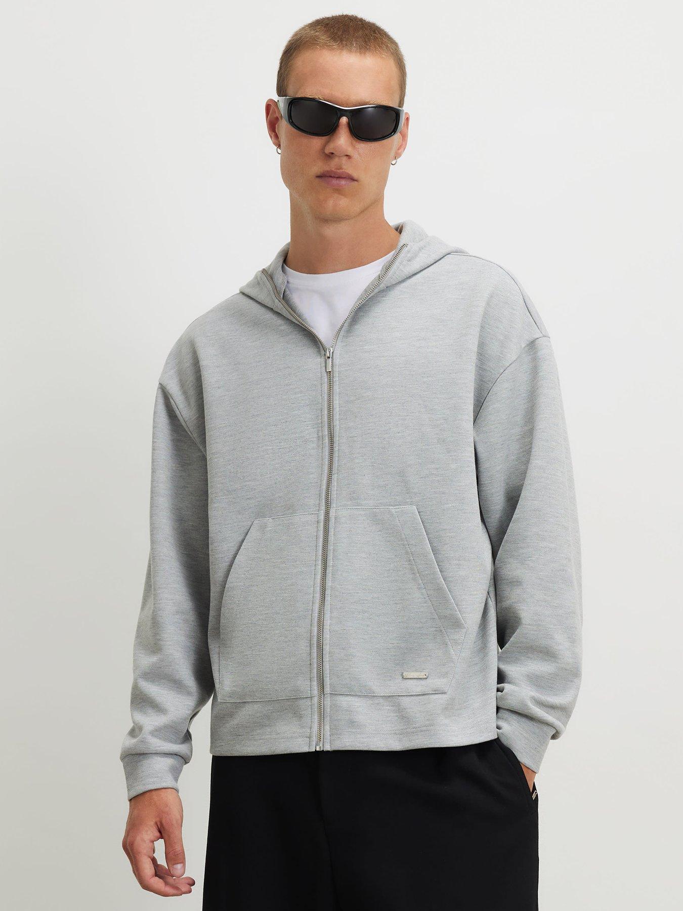 Image 1 of 6 of River Island Premium Oversized Fit Zipped Hoodie - Grey