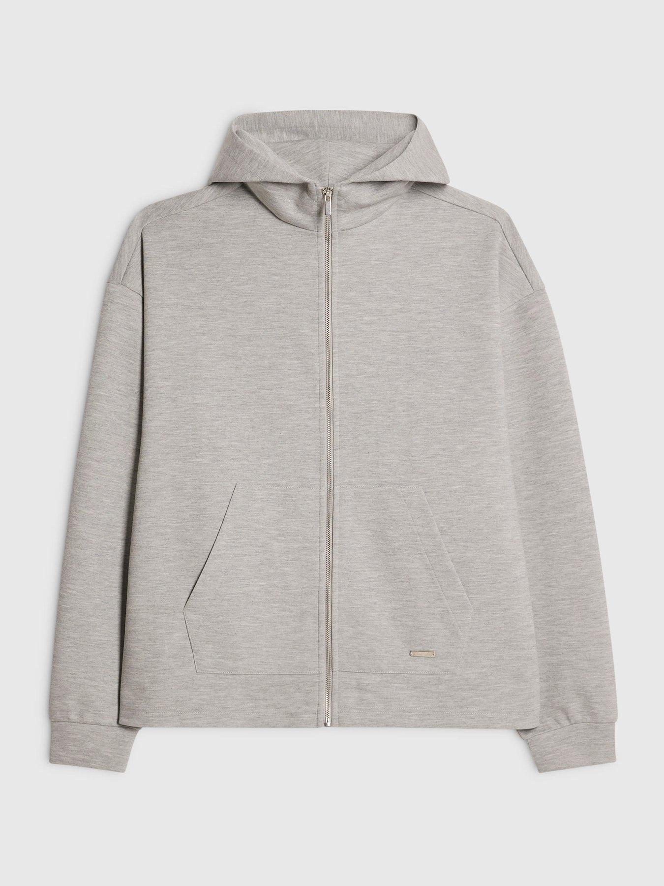 Image 5 of 6 of River Island Premium Oversized Fit Zipped Hoodie - Grey