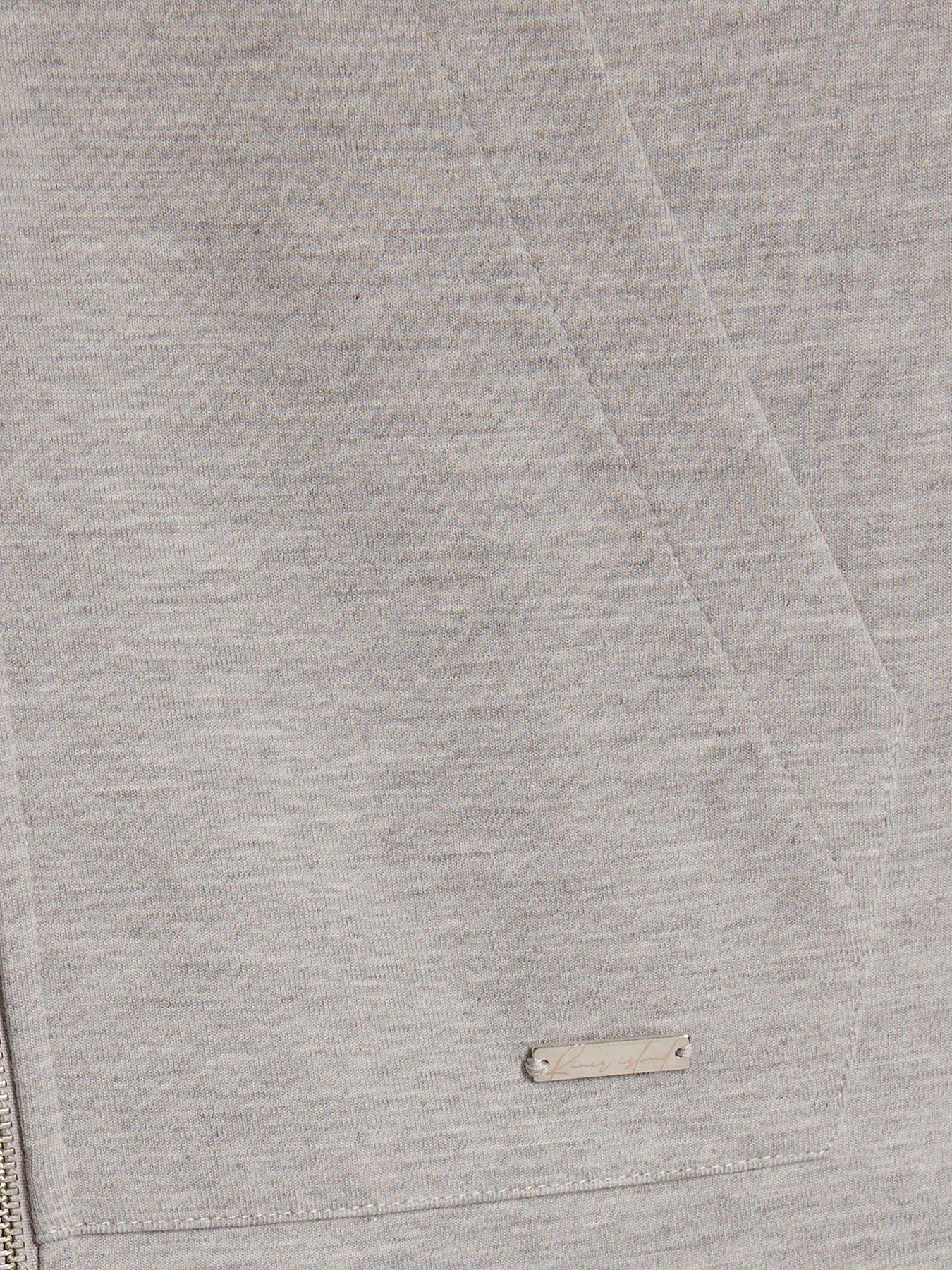 Image 6 of 6 of River Island Premium Oversized Fit Zipped Hoodie - Grey