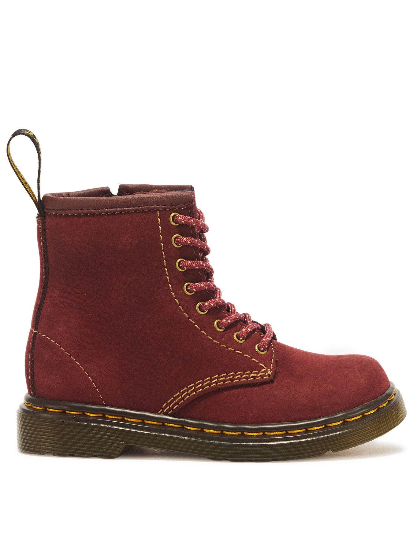Dr Martens Toddler 1460 8 Eye Nubuck Boot - Cherry Red