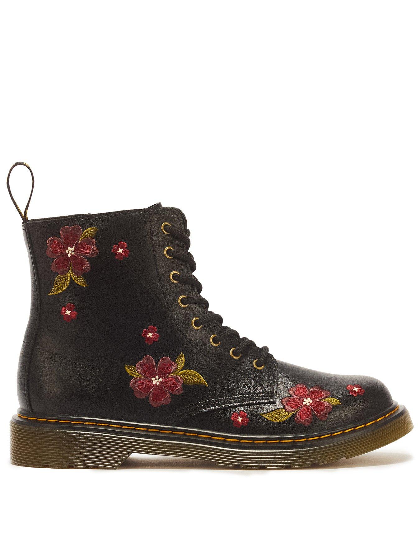 Dr Martens Youth 1460 Floral Lace Boot - Black