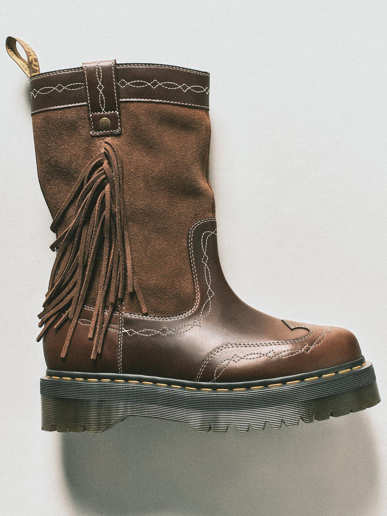 Image 1 of 7 of Dr Martens Fringe Mid Pull On Boot - Brown